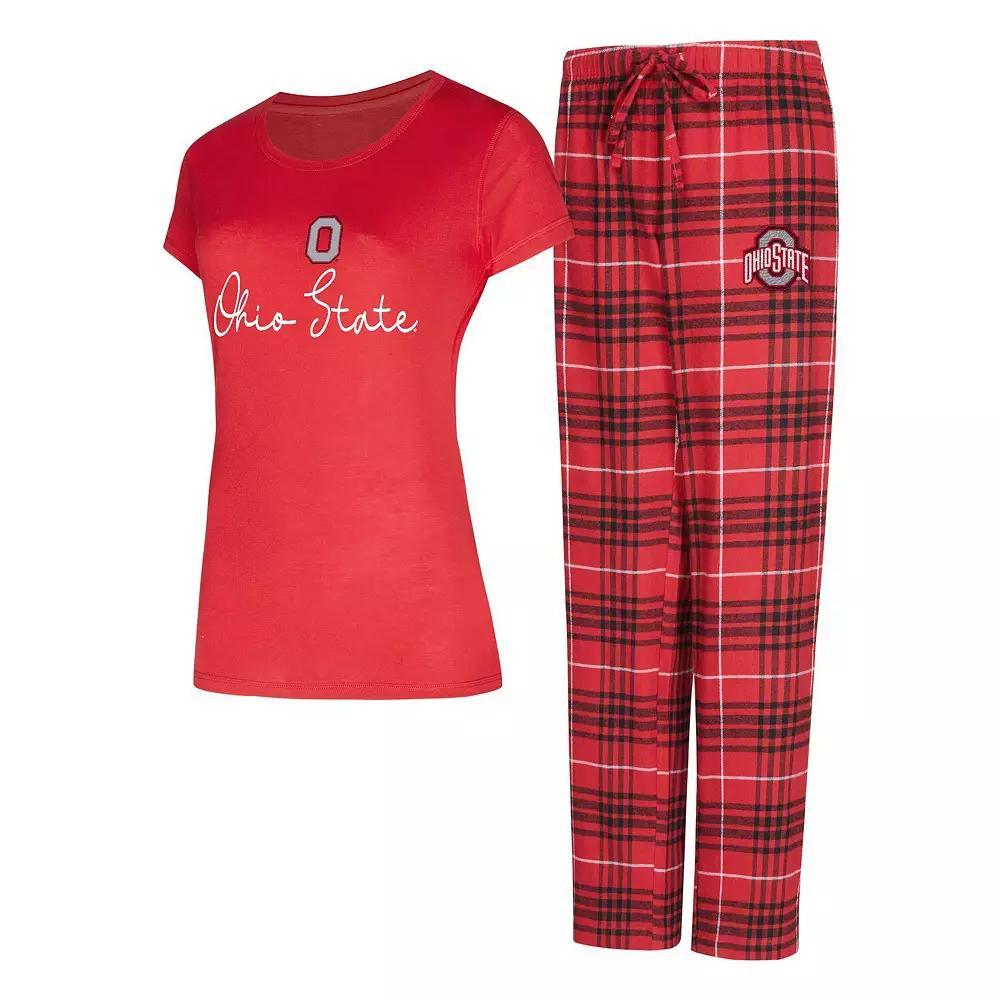 Women's Concepts Sport  Scarlet Ohio State Buckeyes Vector T-Shirt & Flannel Pants Sleep Set, Size: XL, Red Product Image