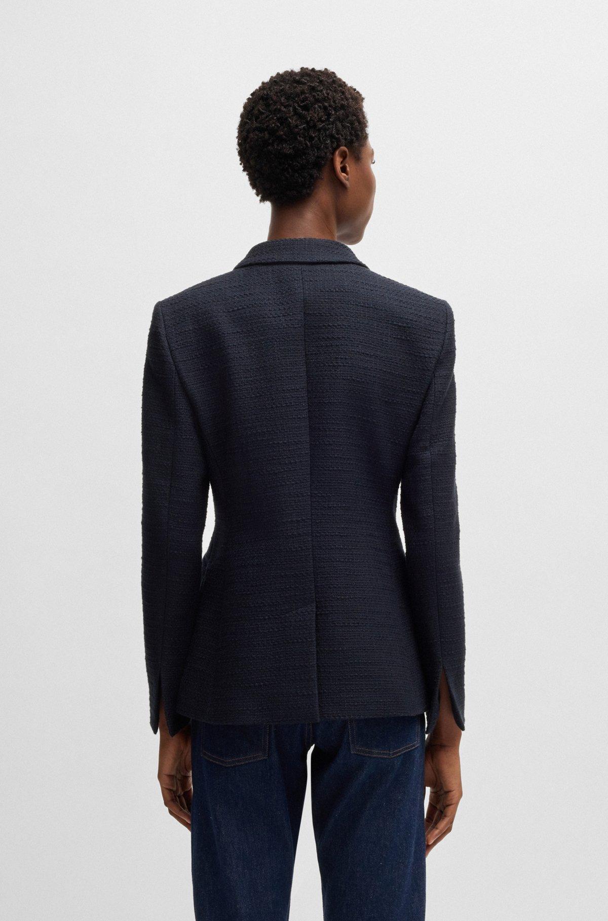 BOSS - Slim-fit blazer in tweed - Dark Blue Product Image