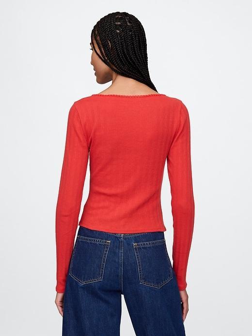 Cropped Pointelle Cardigan Product Image