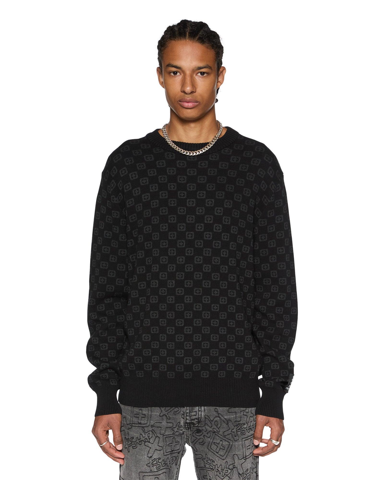 BOX KNIT CREW WASHED BLACK Male Product Image