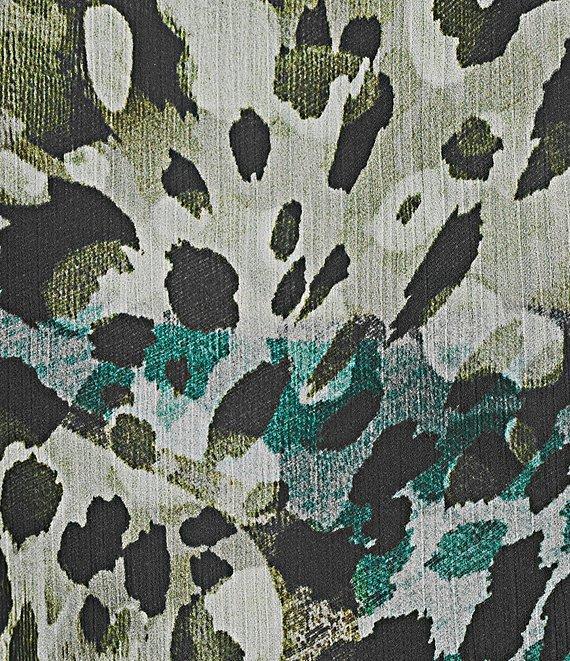 Guess Clouis Long Sleeve Leopard Print Crinkled Chiffon Shirt Product Image