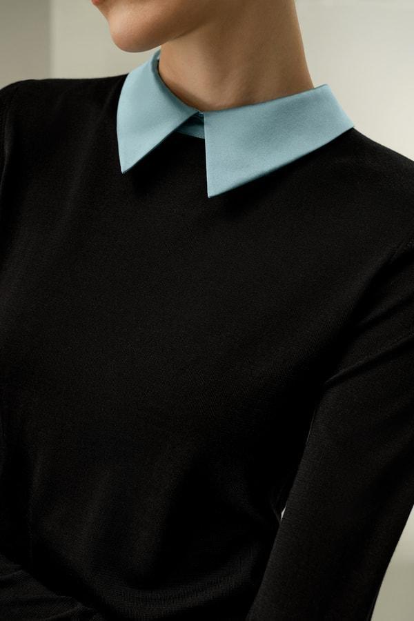 Elitist Silk Knitted Top with Collar Product Image