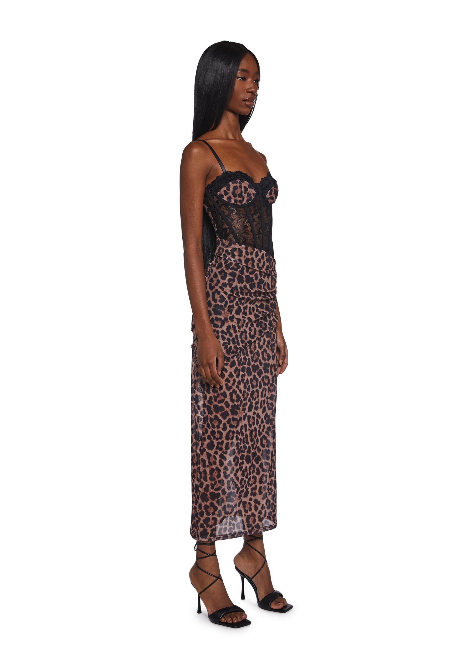 LEOPARD LACE BUSTIER BODYCON DRESS Product Image