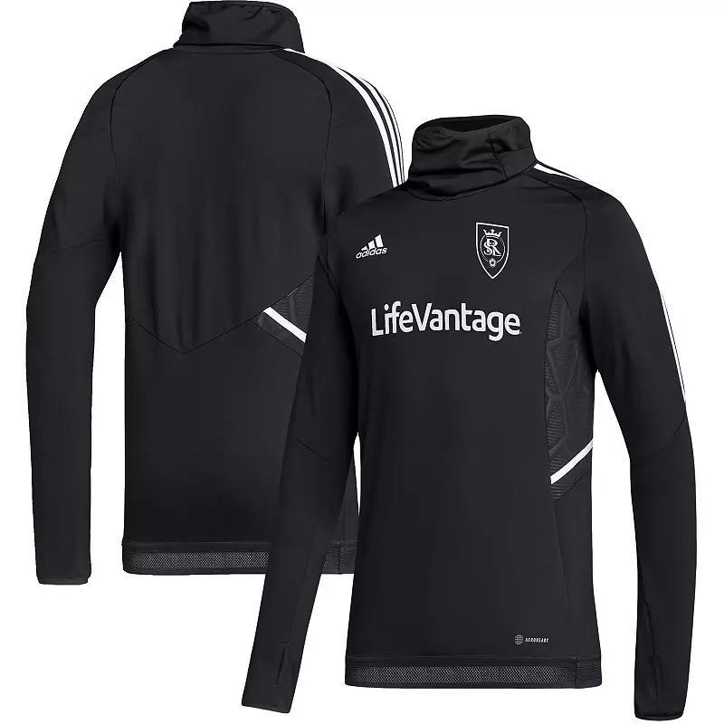 Mens adidas Black/Gray Real Salt Lake AEROREADY Raglan Warm Top Product Image