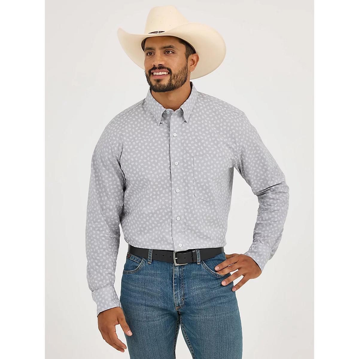 Men's Cody Johnson One Pocket Button Down Shirt in Gray Contrast Product Image