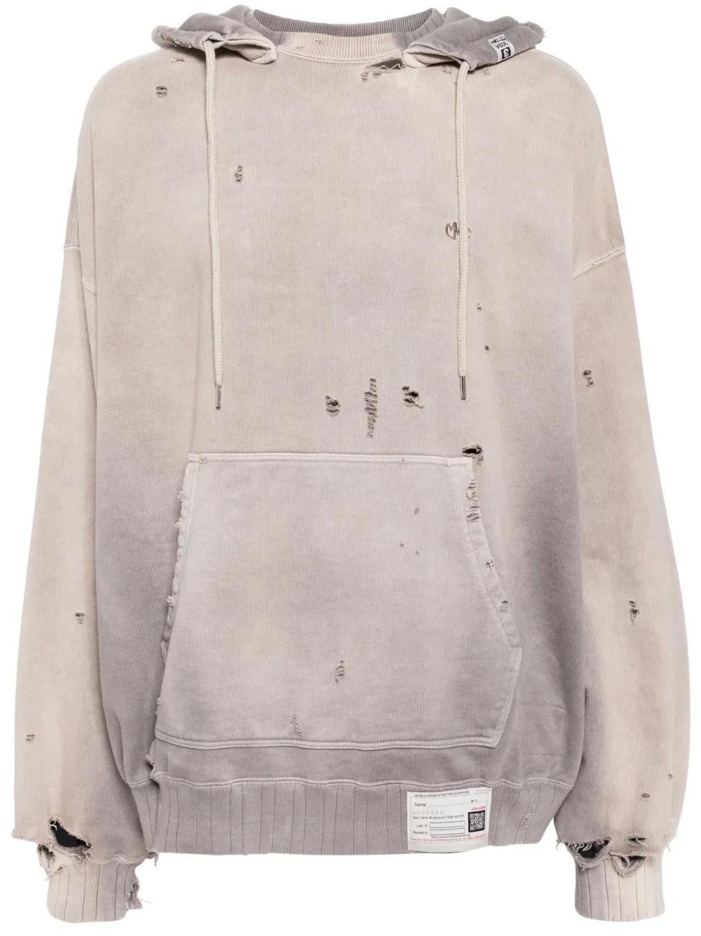 distressed-effect cotton hoodie Product Image