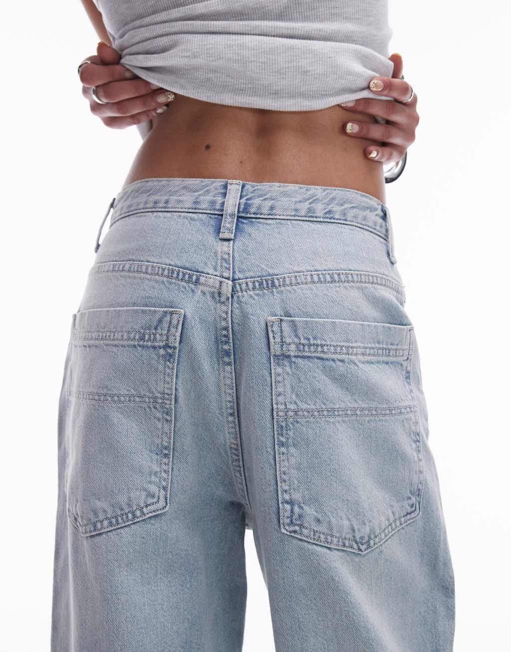 Topshop high rise baggy jeans in sunshine bleach Product Image