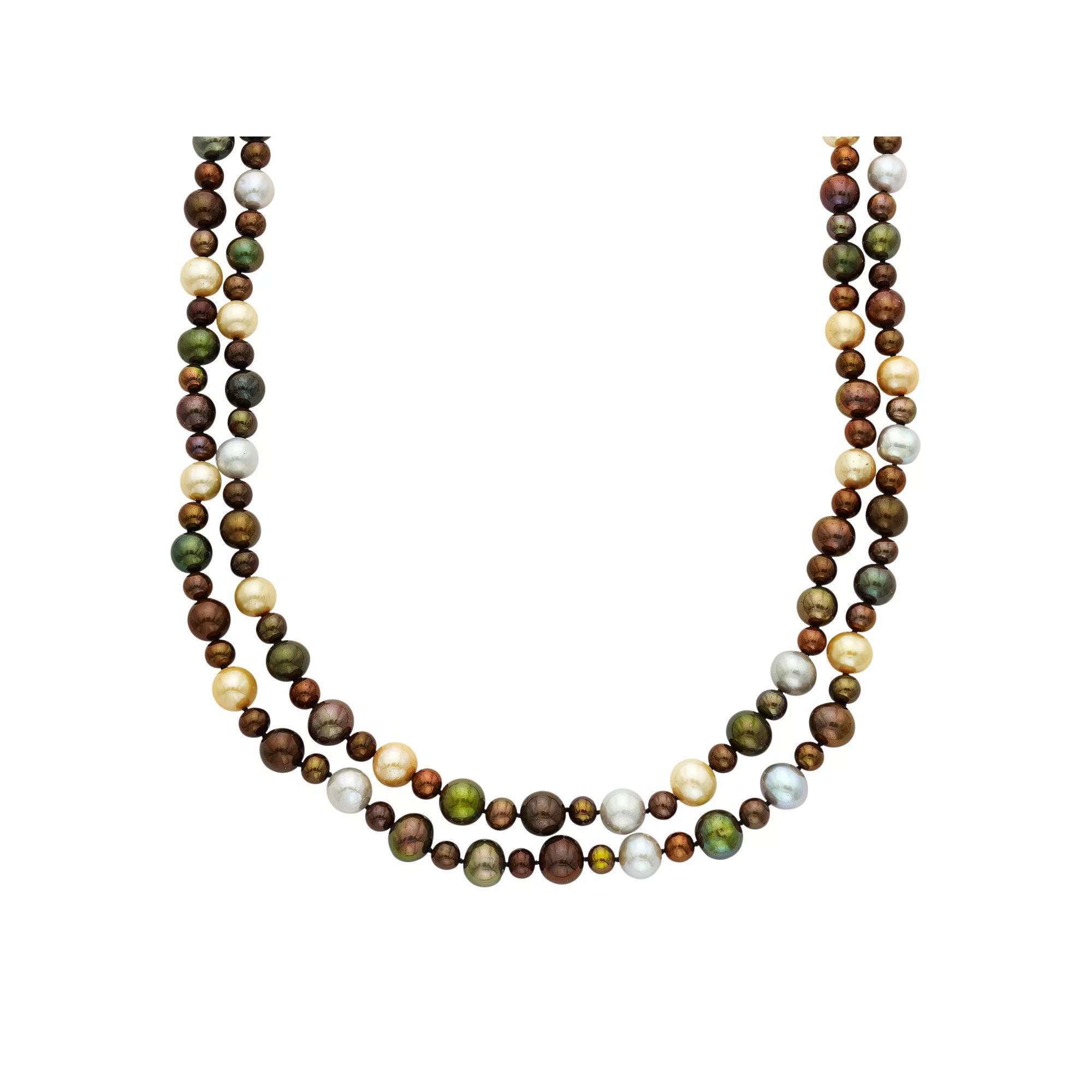 Jewelmak Dyed Freshwater Cultured Pearl Double Strand Necklace, Women's, Size: 18", Multicolor Product Image