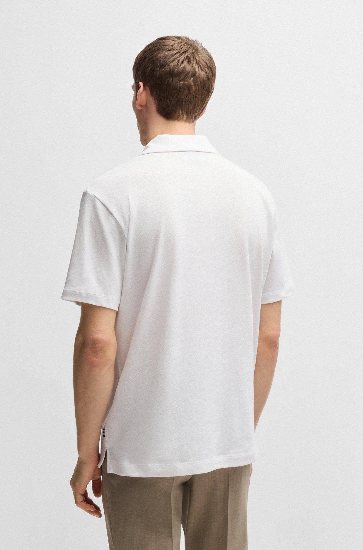 Cotton-linen polo shirt with Johnny collar Product Image