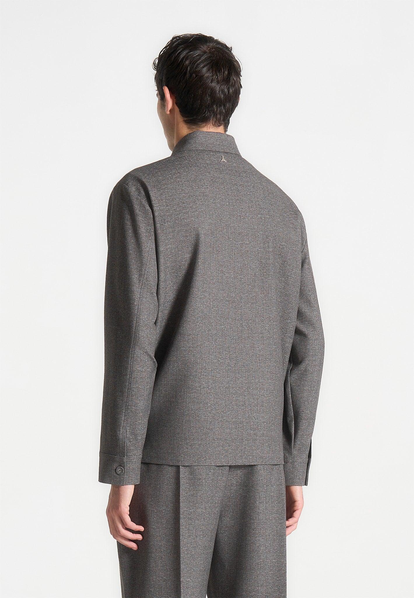 Leo - Textured Tailored Overshirt - Grey Male Product Image