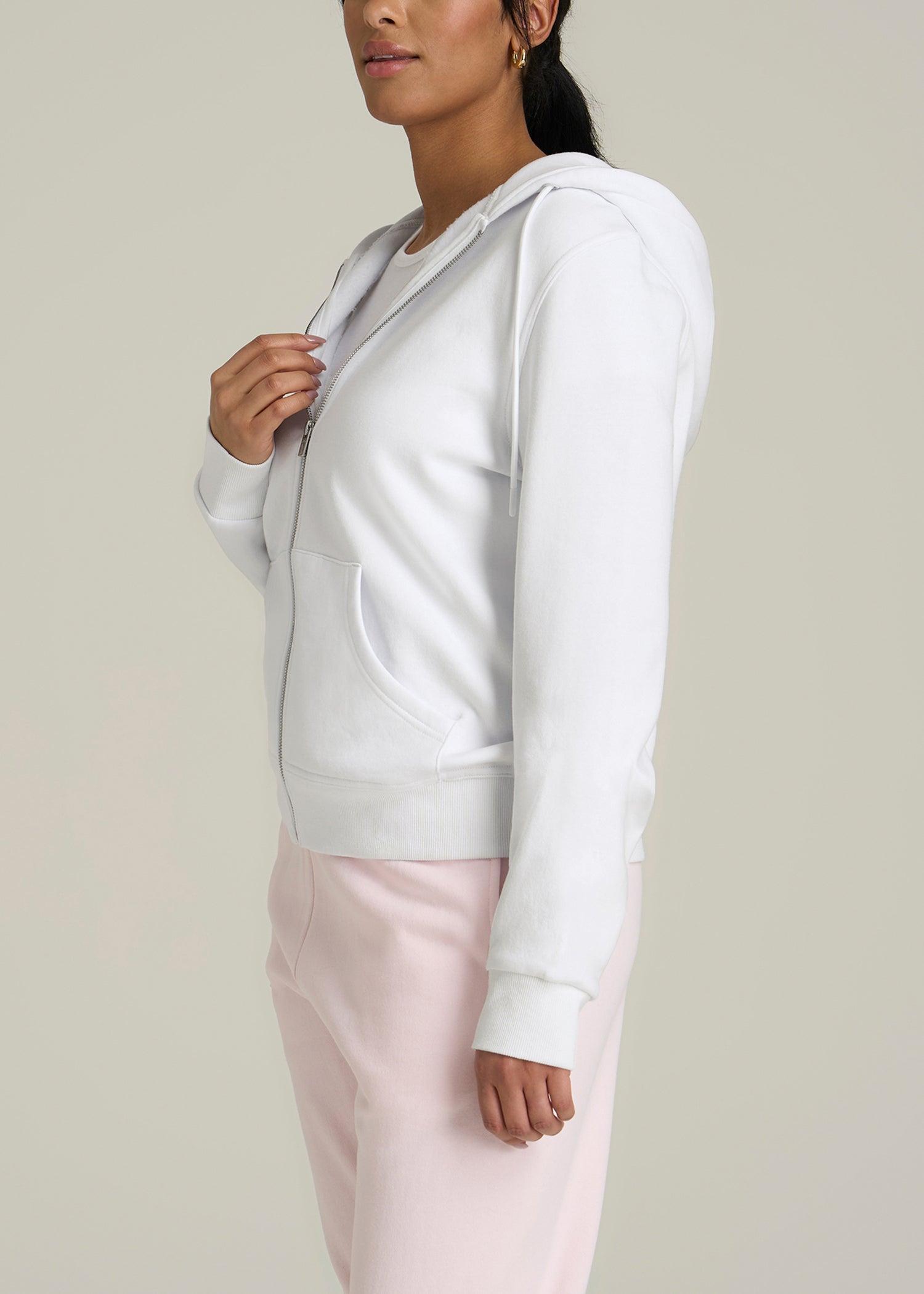 Wearever Fleece Full-Zip Women's Tall Hoodie in Optic White Product Image