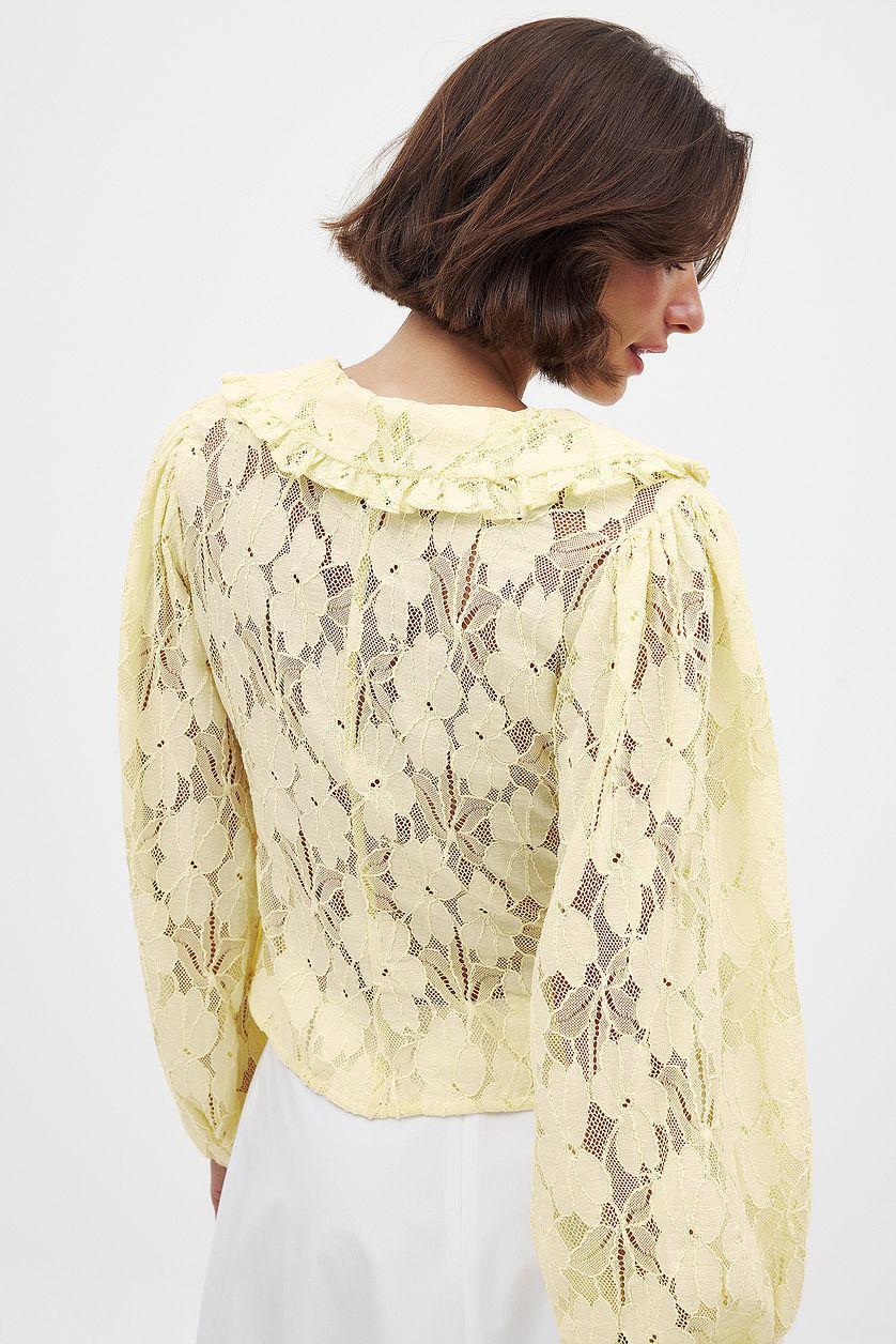 Balloon Sleeve Collar Blouse Product Image