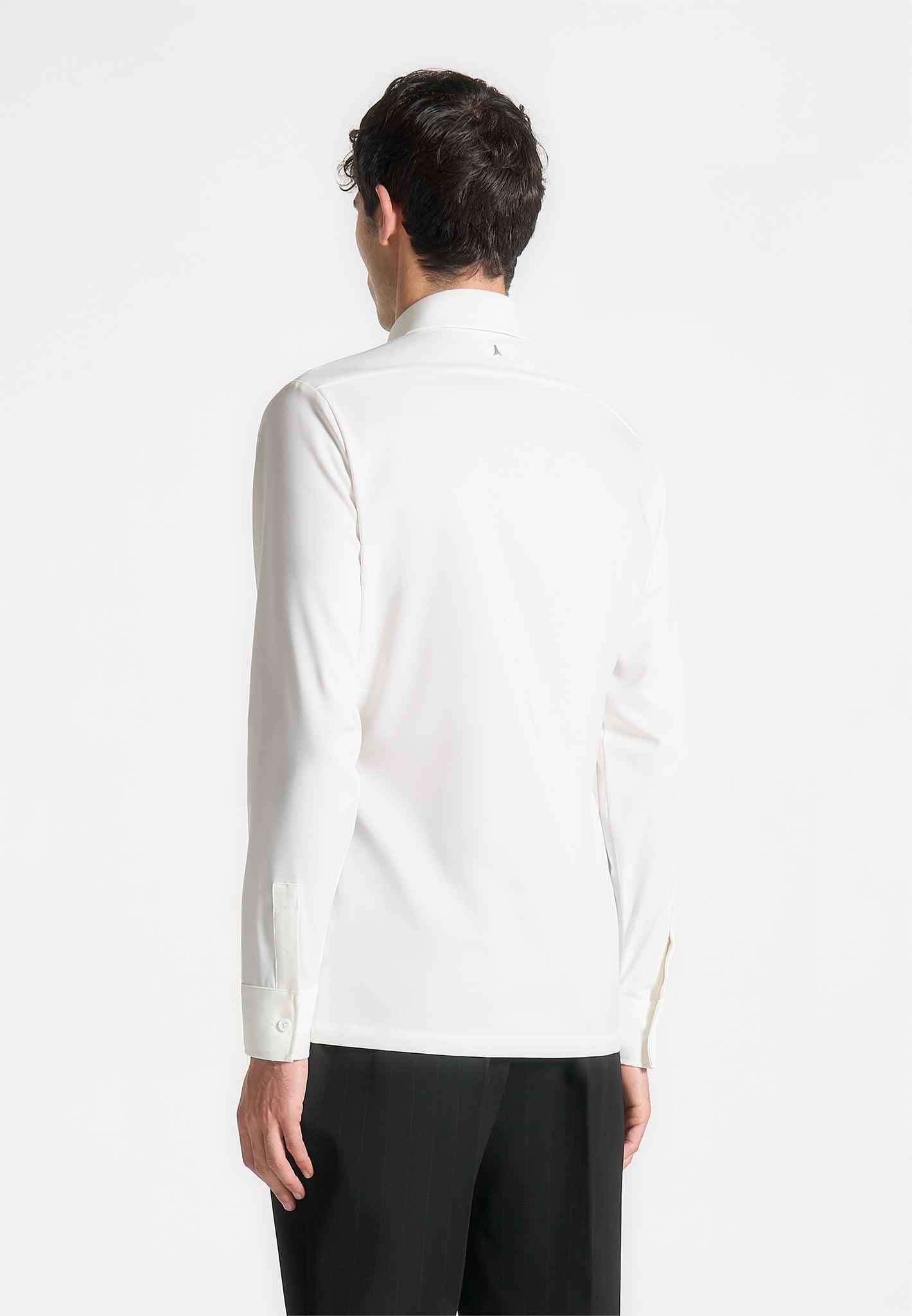 Slim Fit Tailored Stretch Shirt - White Male Product Image