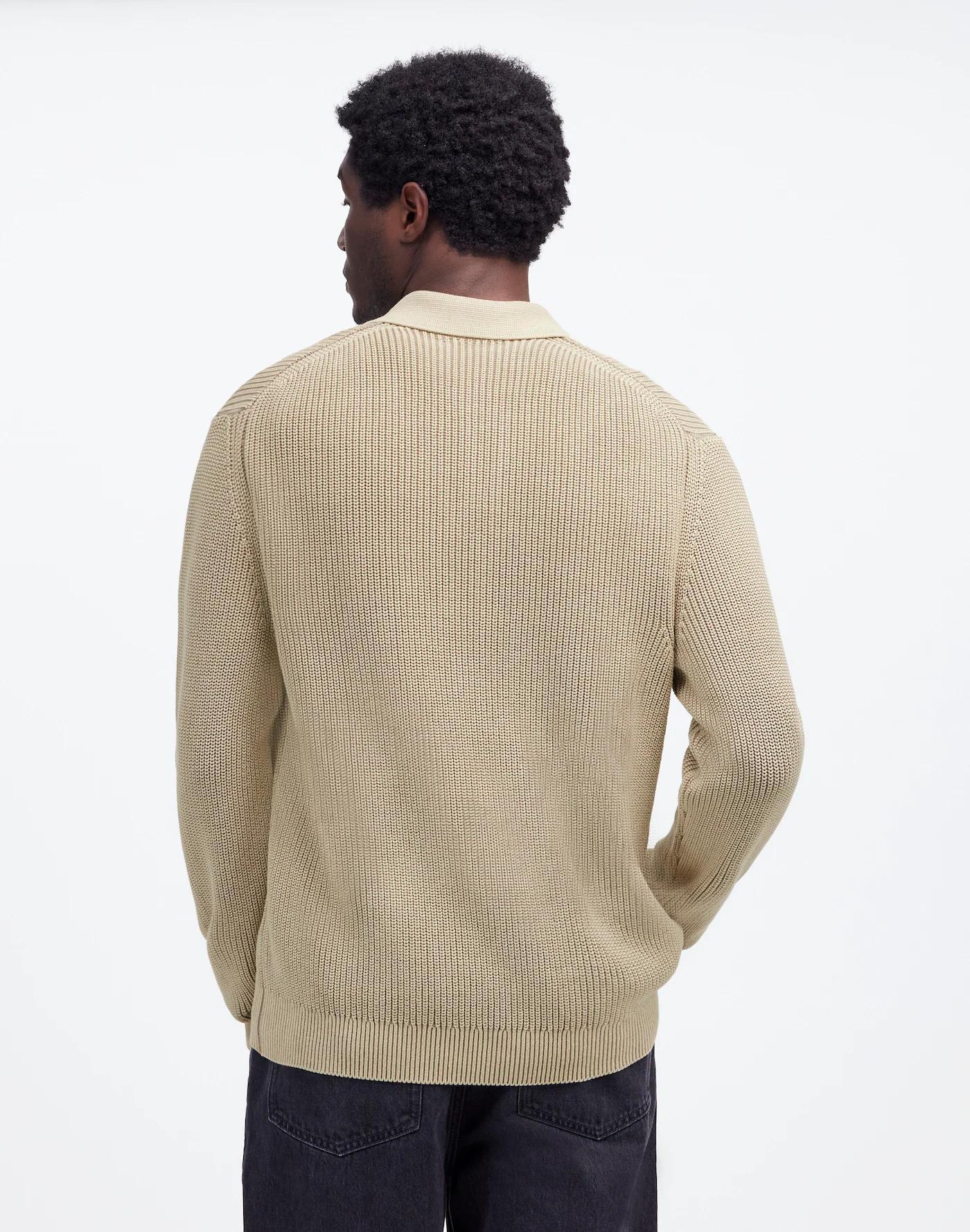Cotton Shaker Stitch Johnny-Collar Sweater Polo Product Image