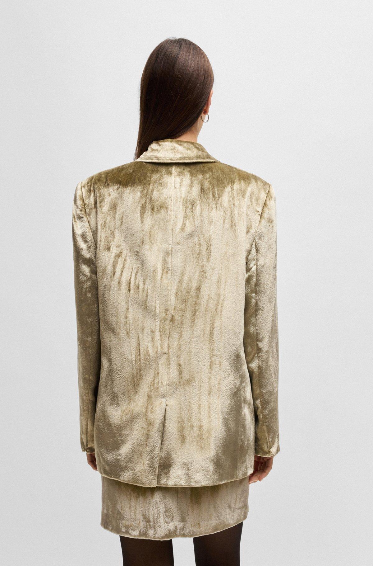 Oversize-fit double-breasted jacket in plush velvet Product Image