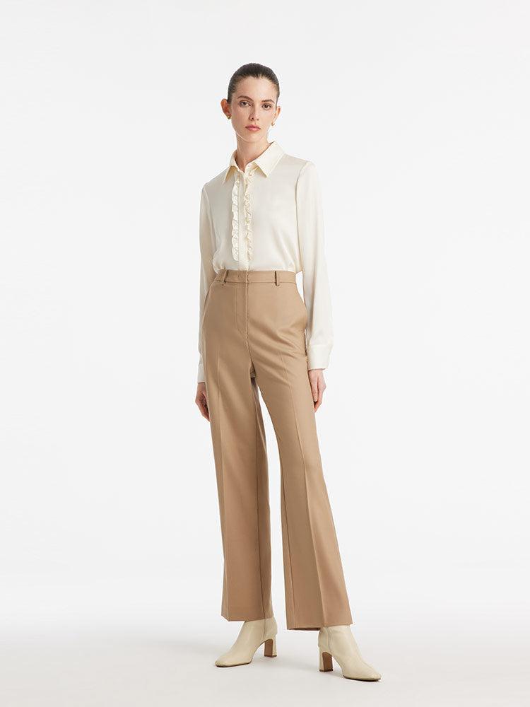 Worsted Wool Straight Women Pants Product Image