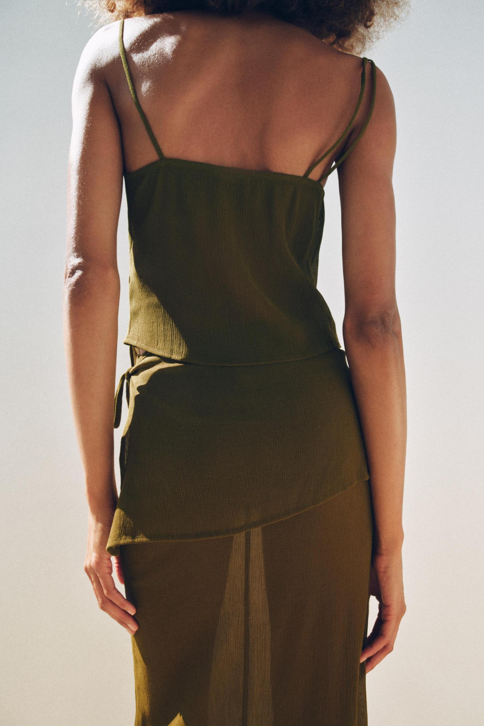 SEMI-SHEER TEXTURED WRAP SKIRT Product Image