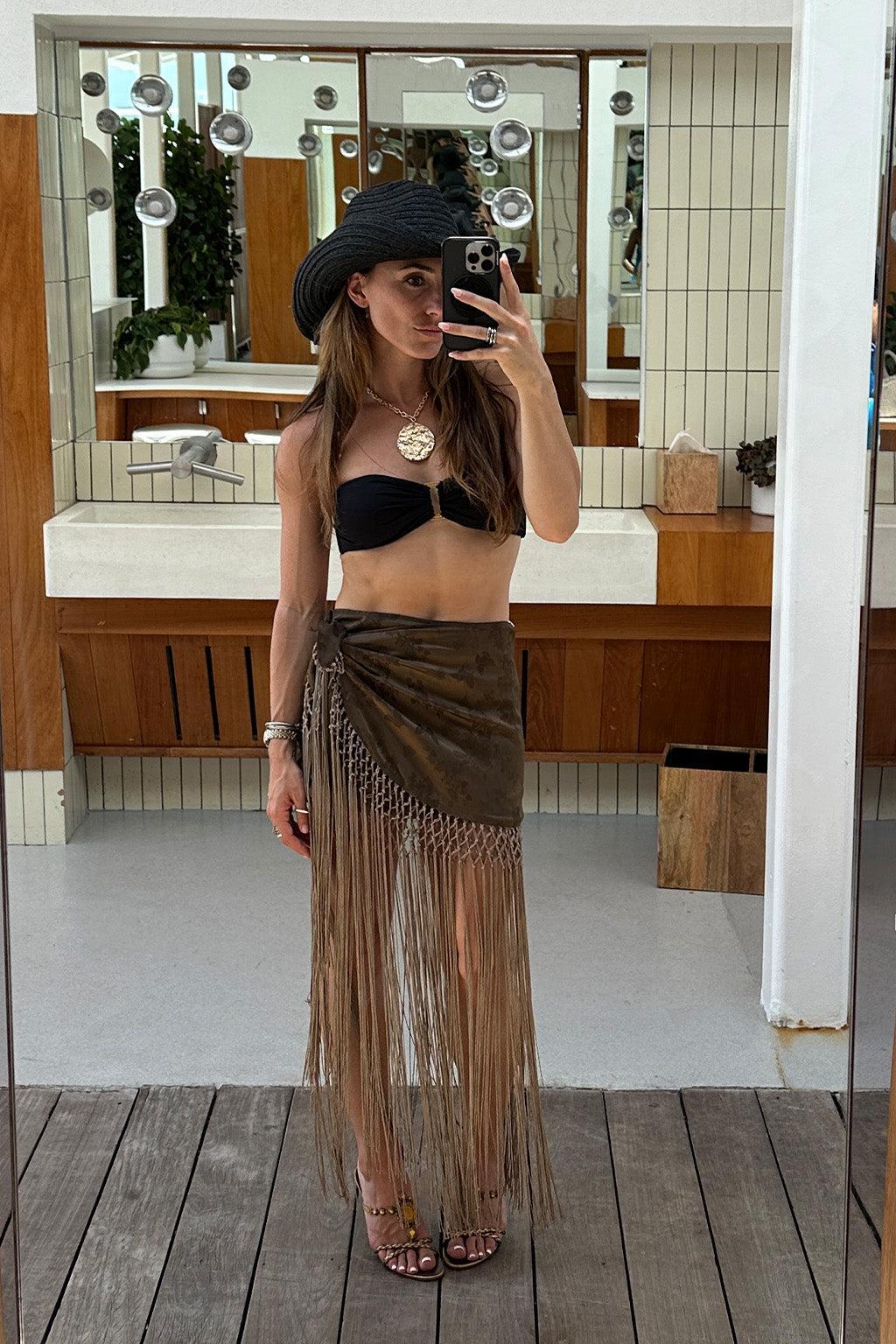 Esmi Olive Fringe Skirt Product Image