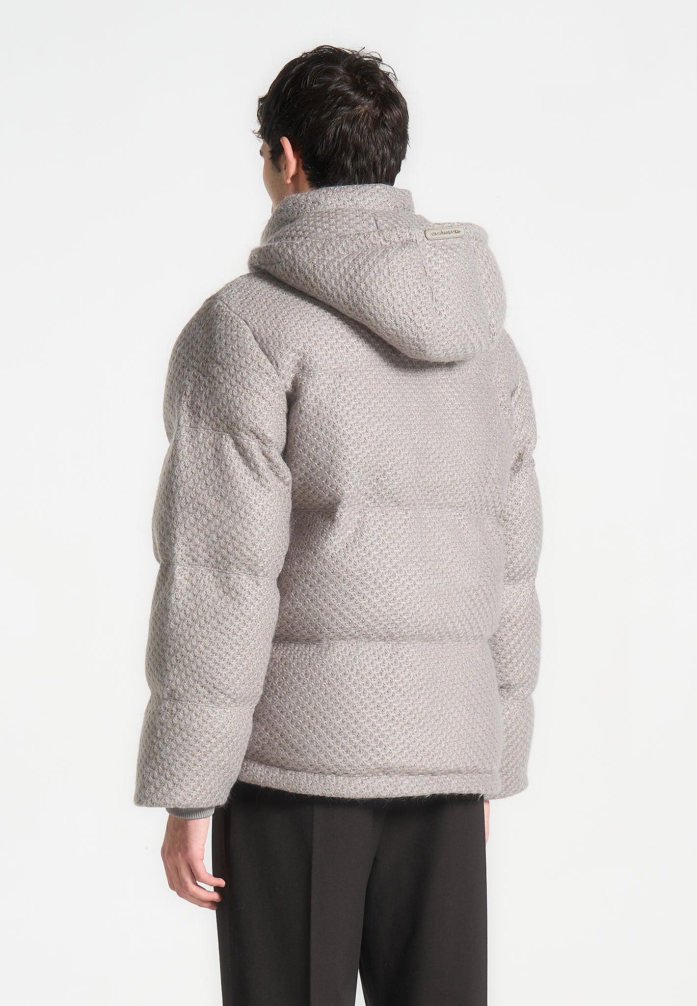Textured Knit Puffer Jacket - Grey Male Product Image
