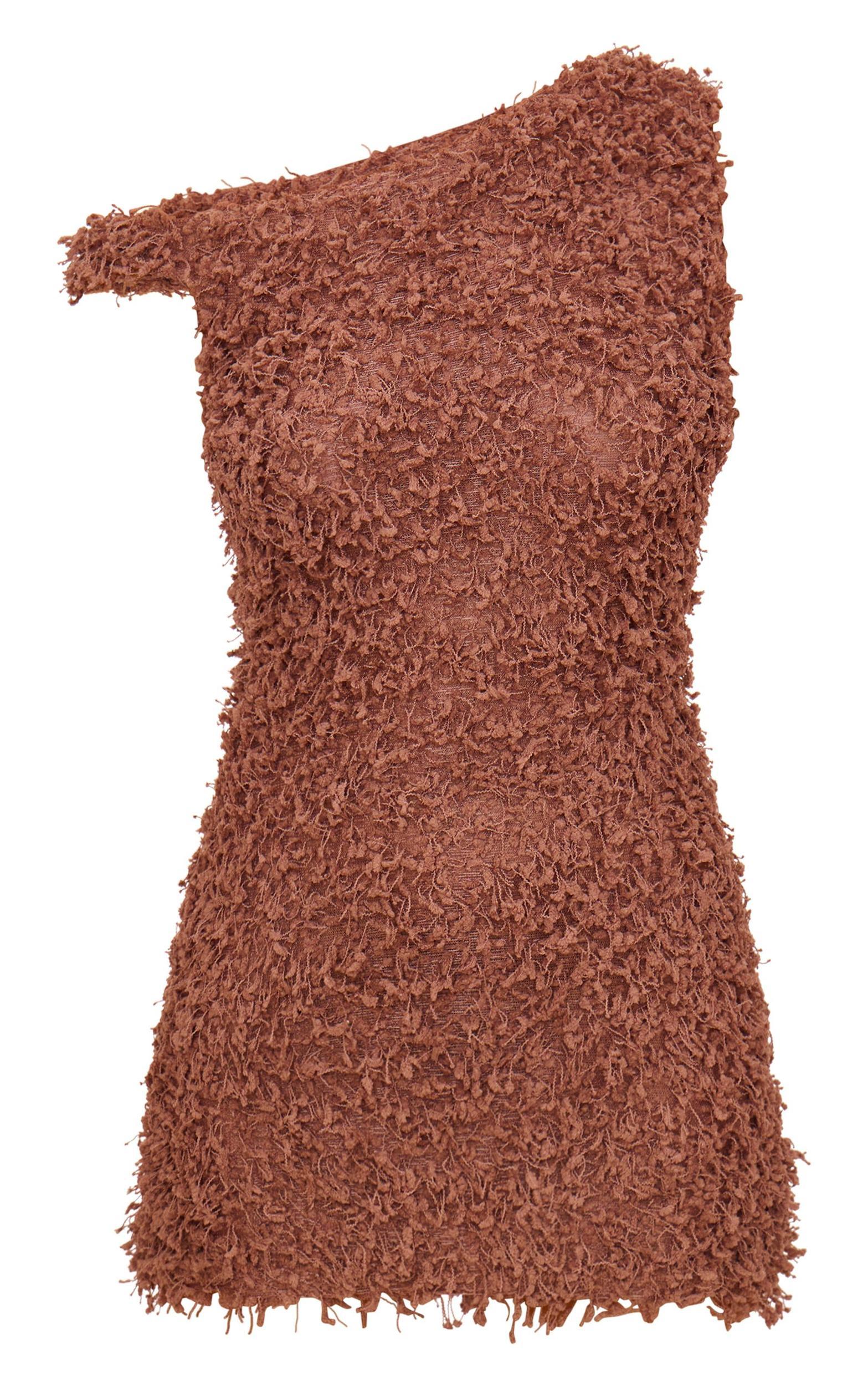 Mocha Textured Asymmetric Mini Dress Product Image