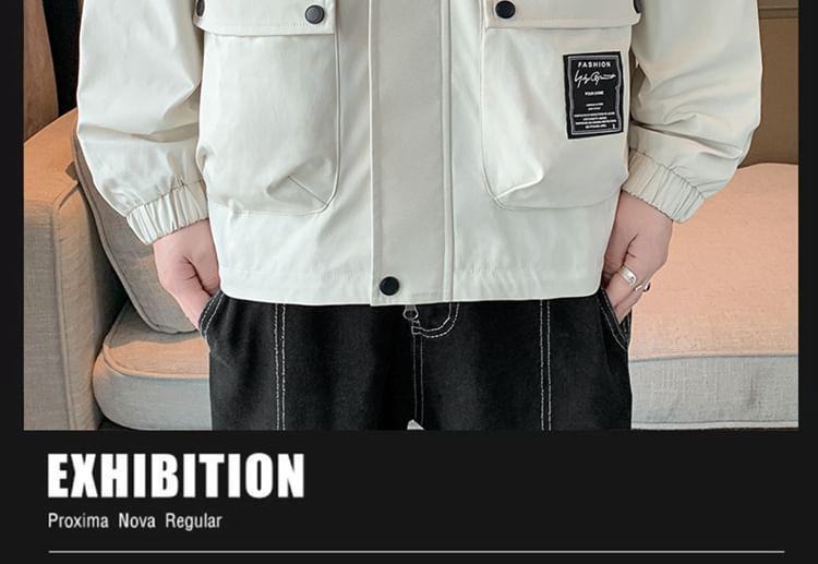 Plain Applique Hooded Parka Product Image