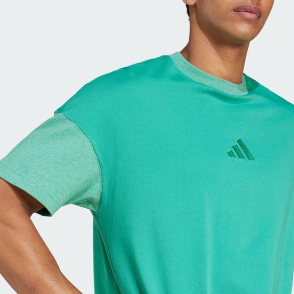 adidas ALL SZN Colorblock Tee Semi Court Green XL Mens Product Image