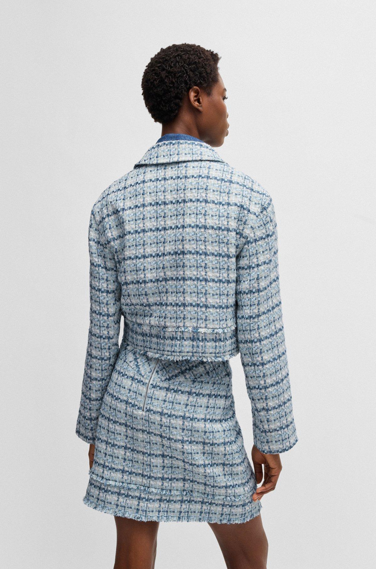 Cropped tweed jacket with metallic buttons Product Image