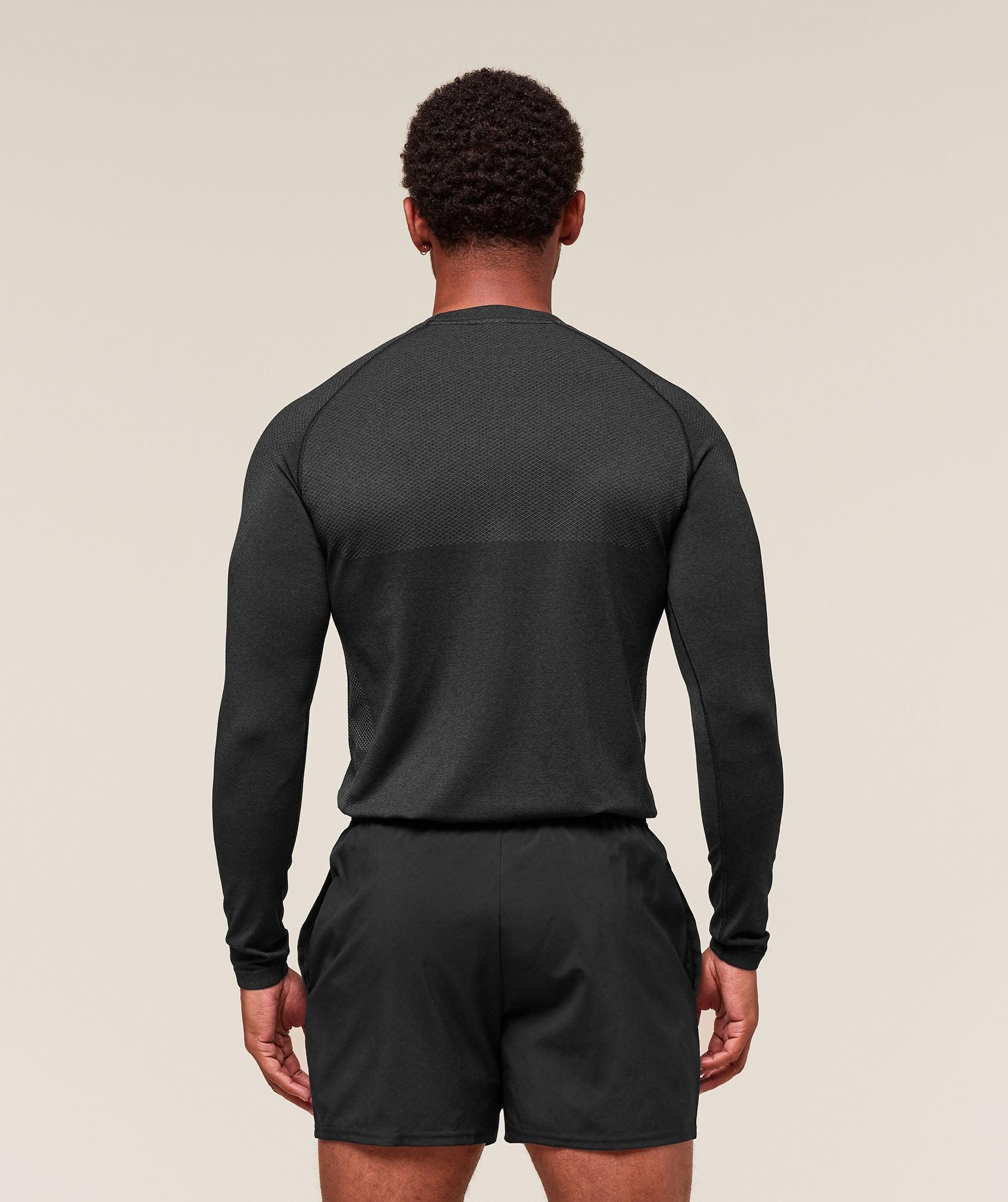 Gymshark Vital Long Sleeve T-Shirt - Black/Silhouette Grey Male Product Image