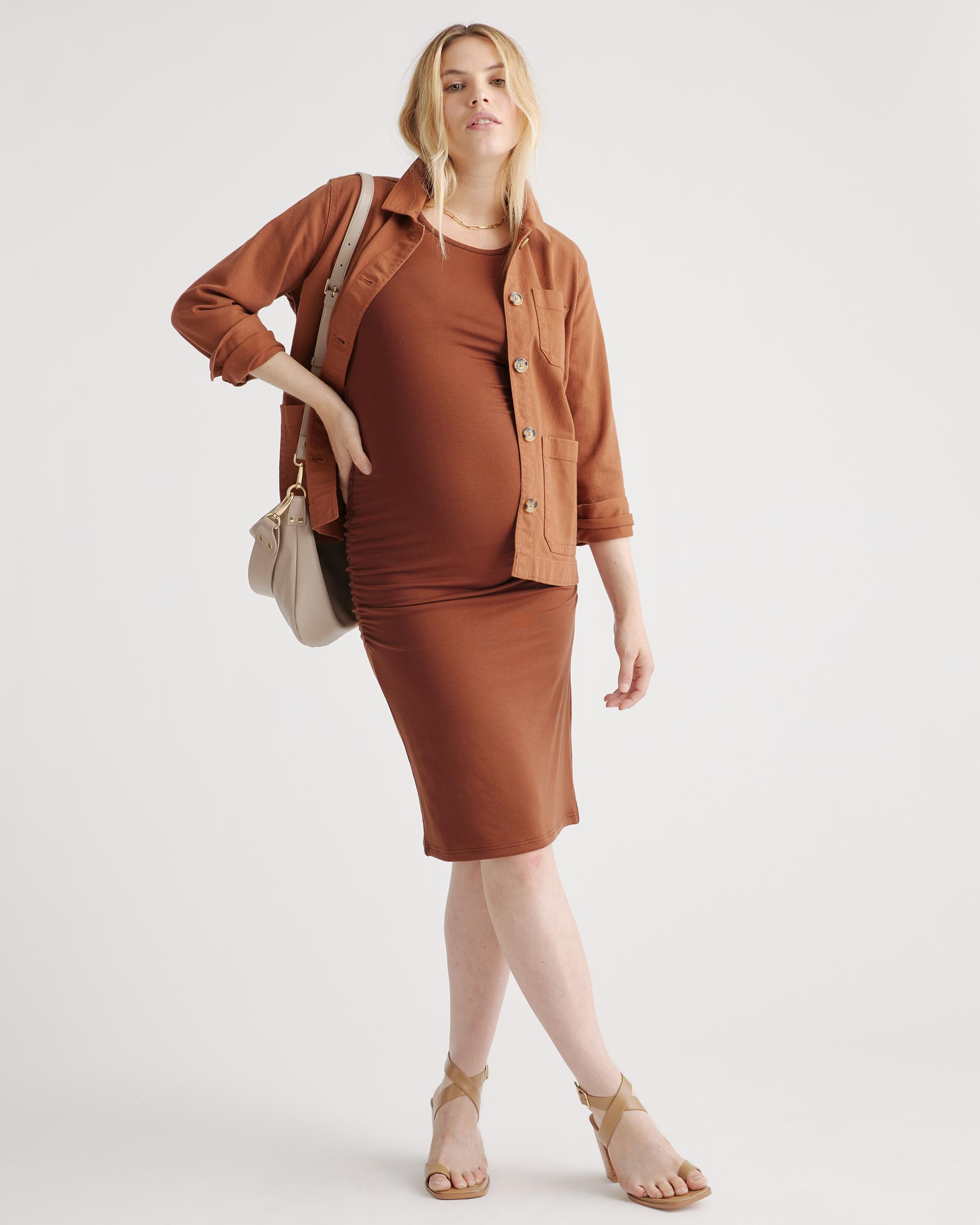 Quince | Women's Tencel Jersey Maternity Ruched Dress Product Image