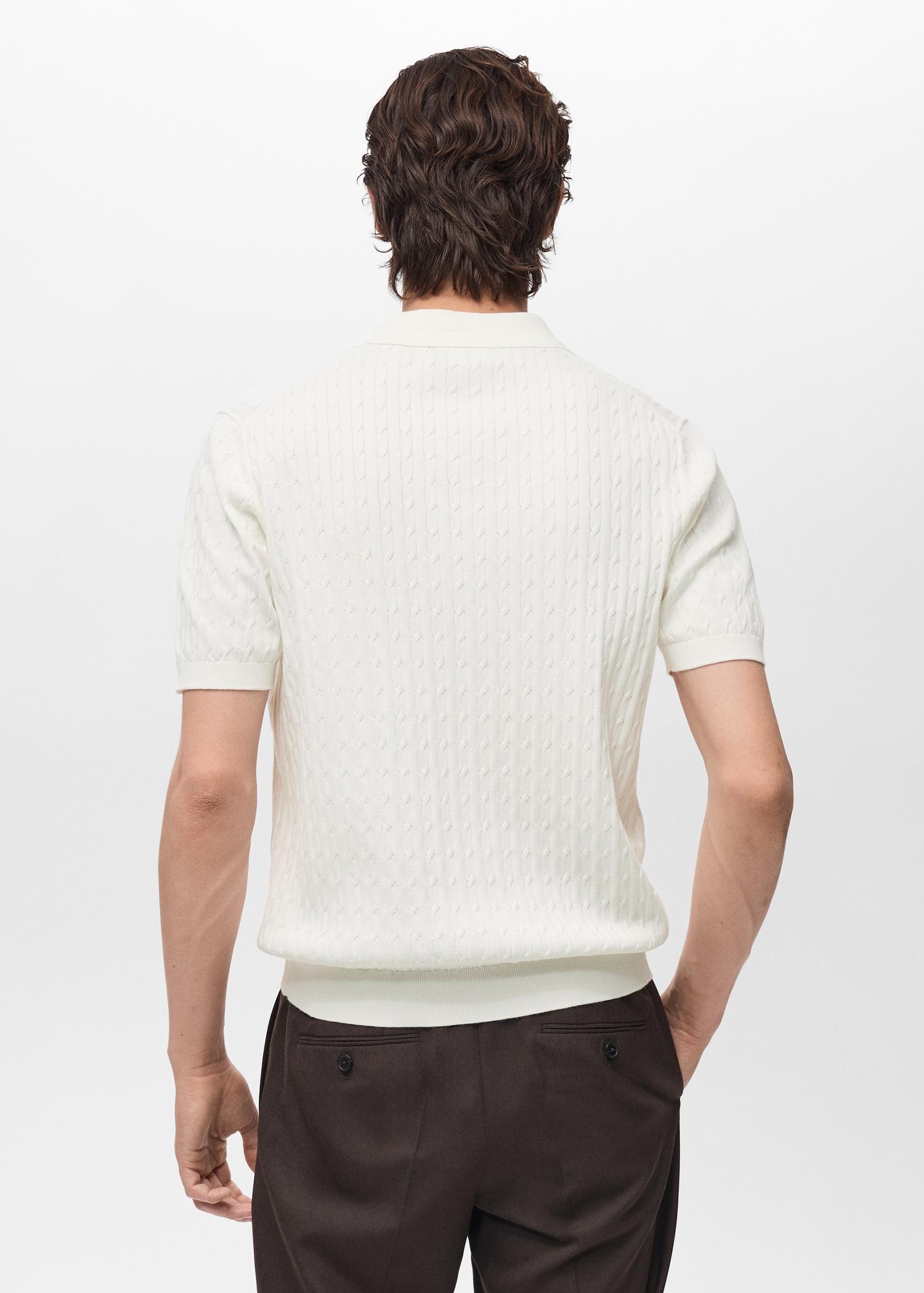 100% cotton braided knitted polo shirt - Men | MANGO USA Product Image
