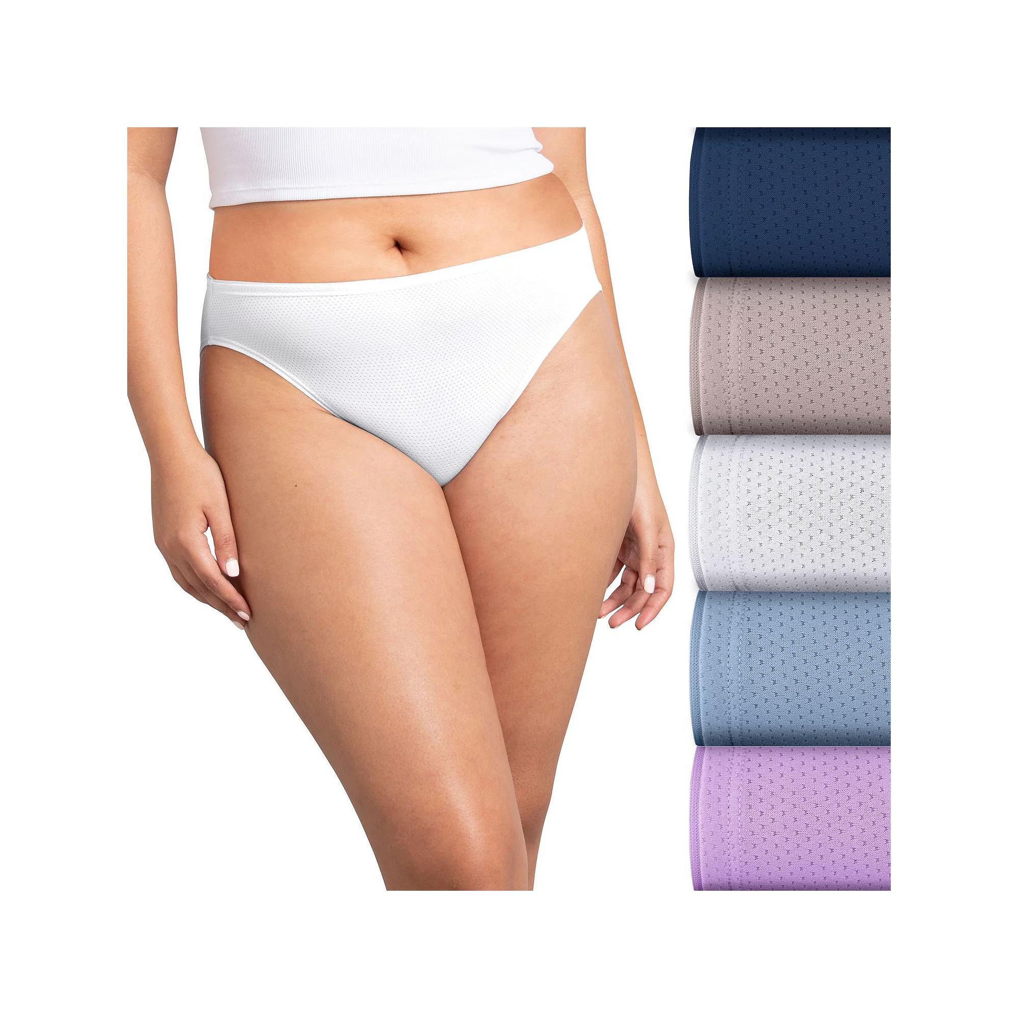 Women's Fruit of the Loom® Signature 5-pack Breathable Micro-Mesh High-Cut Panty 5DBMHCK, Size: 6, Purple Petal Asst Product Image