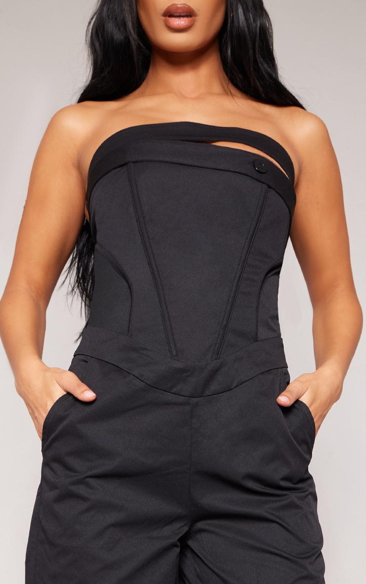Black Corset Detail Utility Flared Bandeau Jumpsuit Product Image