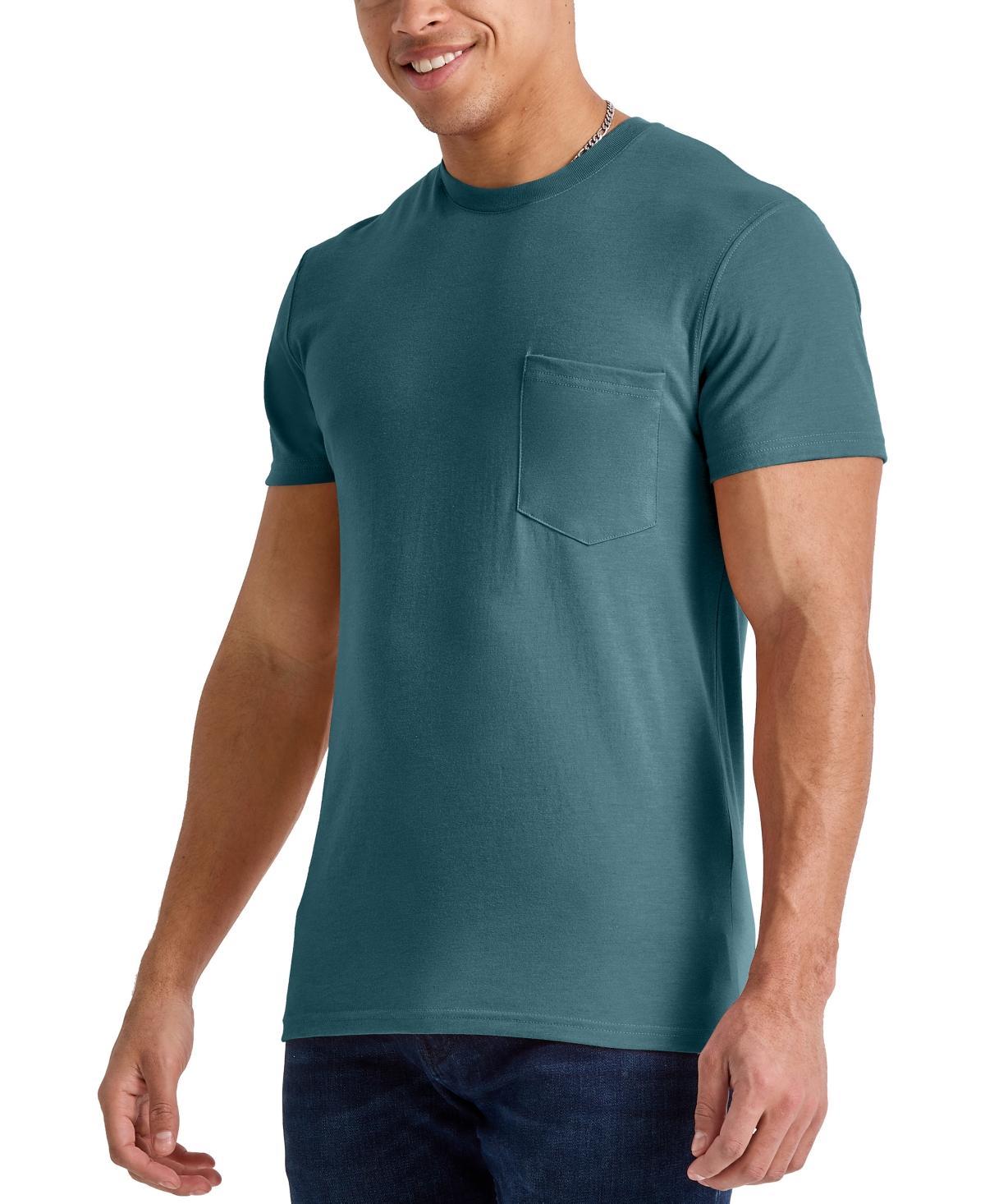Hanes Originals Mens Cotton Pocket T-Shirt Athletic Navy Heather S Product Image