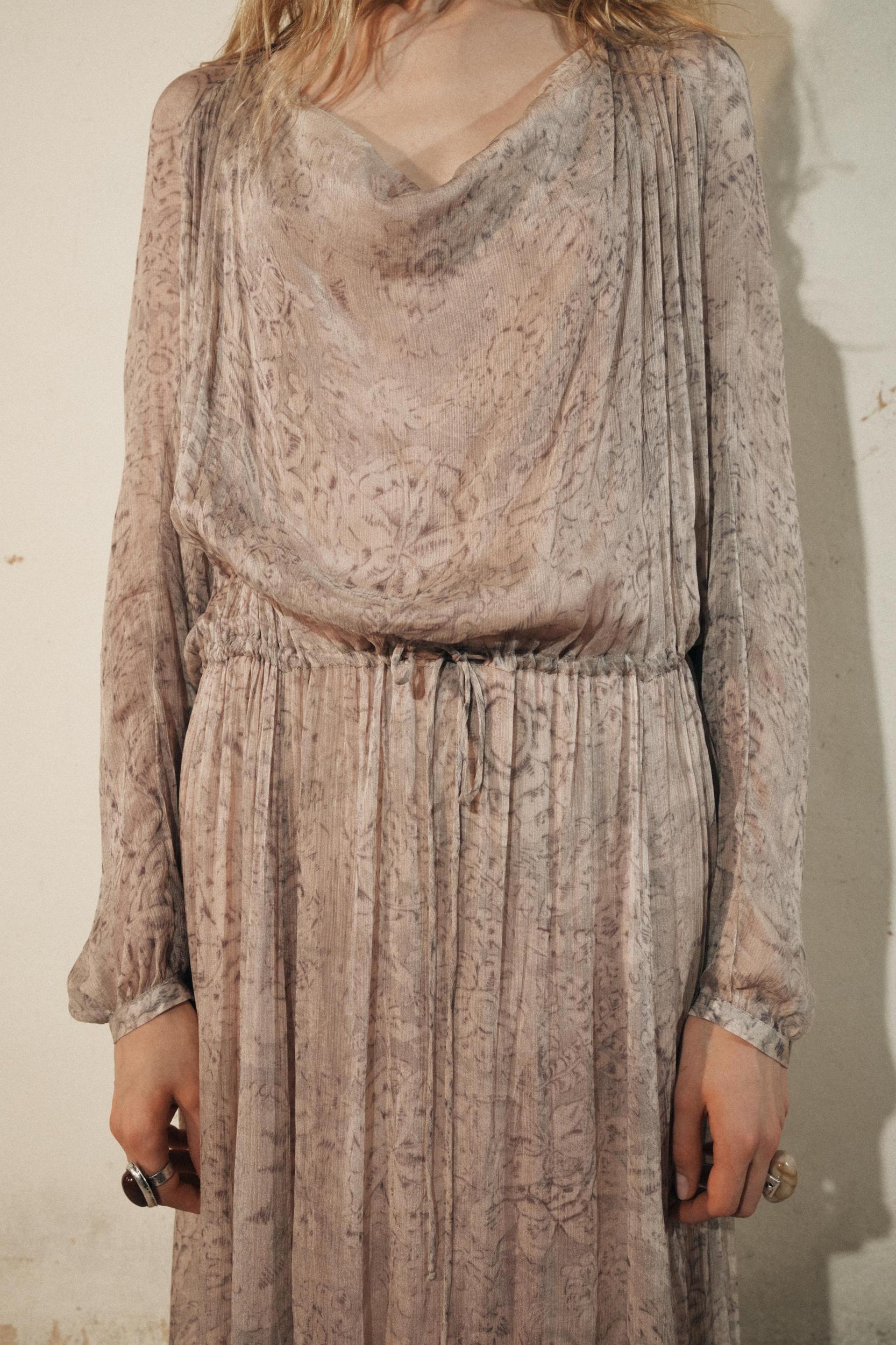 VOLUMINOUS PRINTED LONG DRESS ZW COLLECTION Product Image