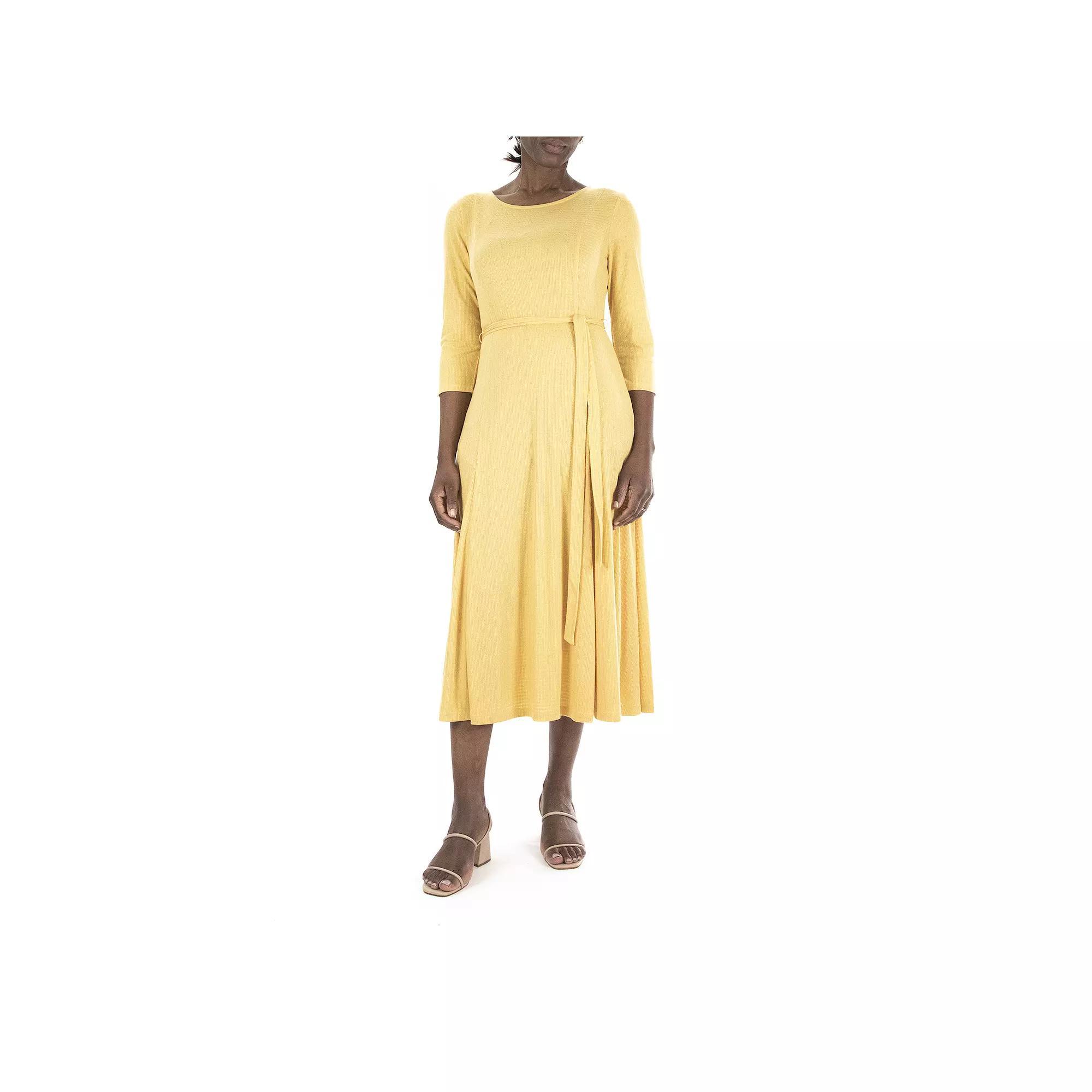 Women's Nina Leonard Sylvia Midi Dress, Size: Large, Yellow Product Image