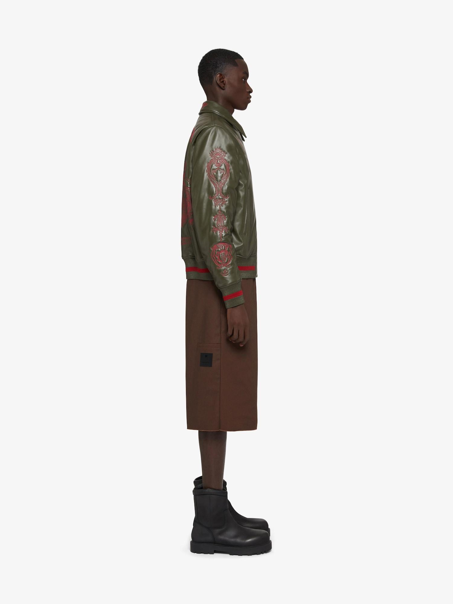 GIVENCHY Crest bomber jacket in embroidered leather Product Image