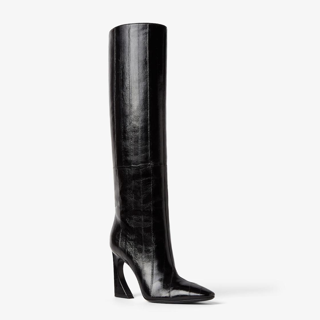 Fendi Arco Black hagfish leather boots Product Image