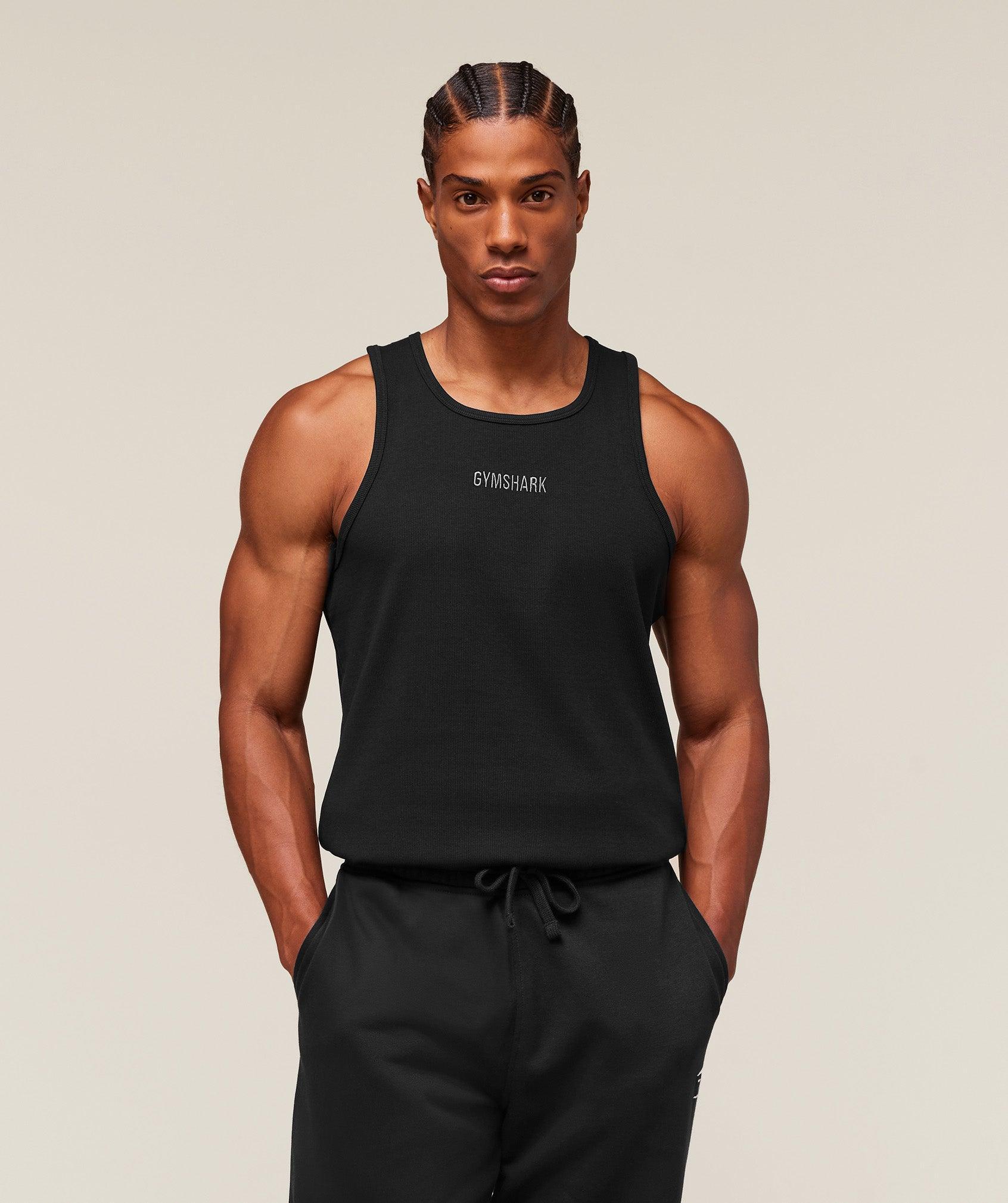 Gymshark Premium Ribbed Tank - Black Male Product Image