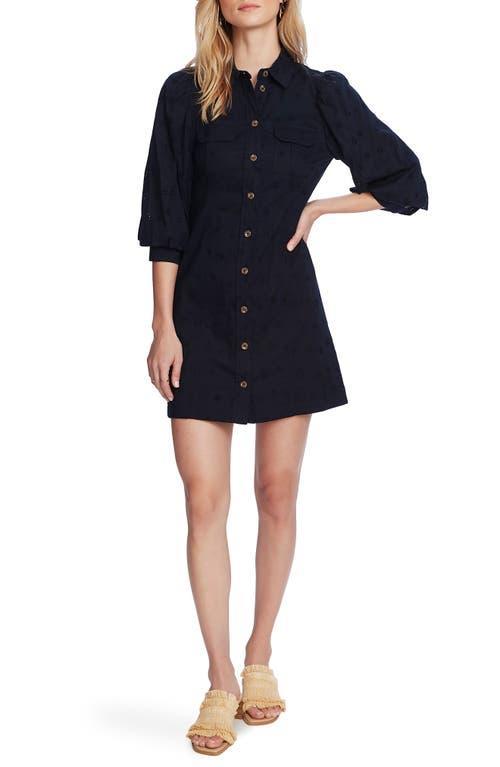 Court & Rowe Womens Puff-Sleeve Eyelet Shirtdress Product Image