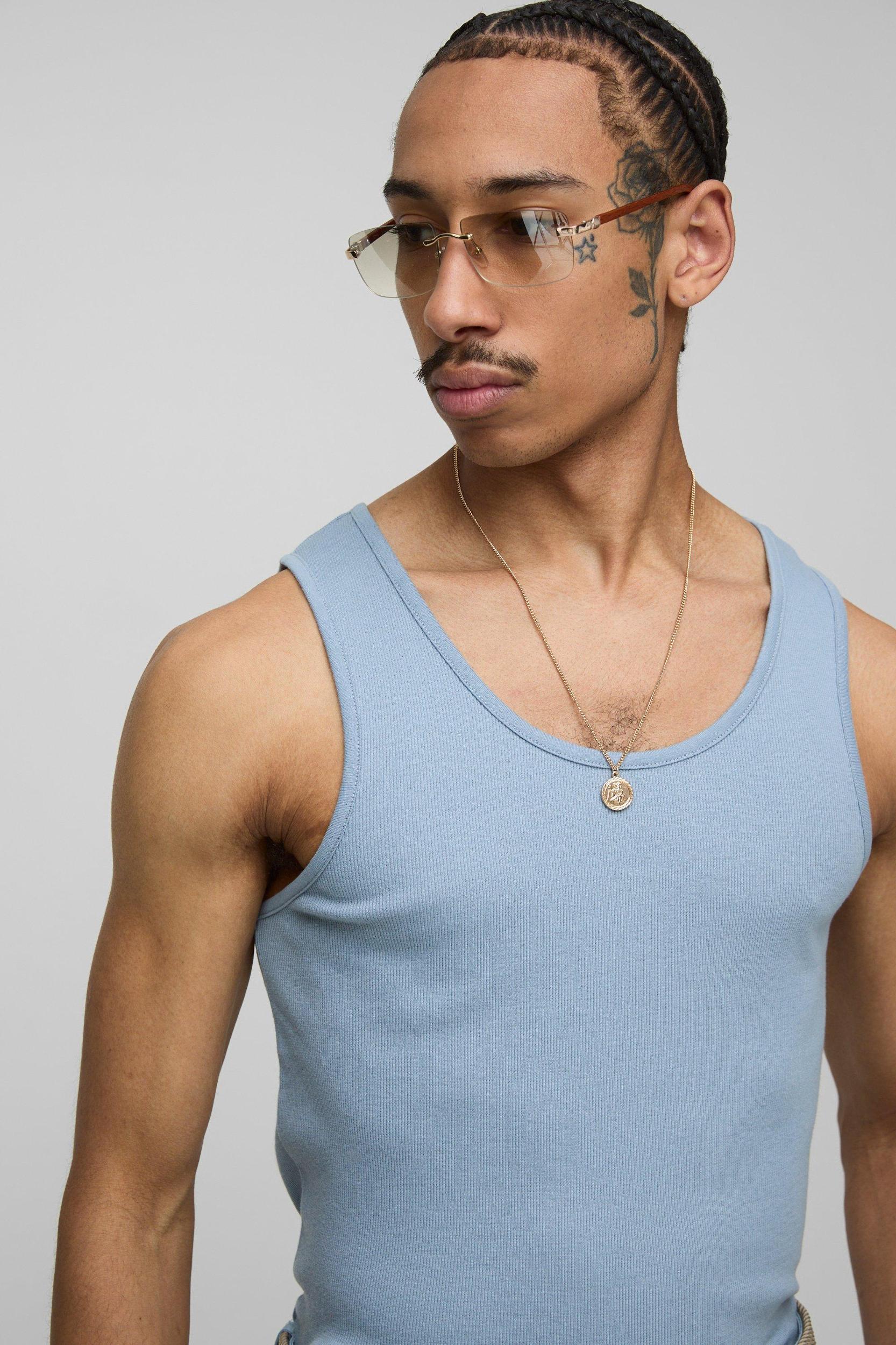 Basic Muscle Fit Vest | boohooMAN USA Product Image