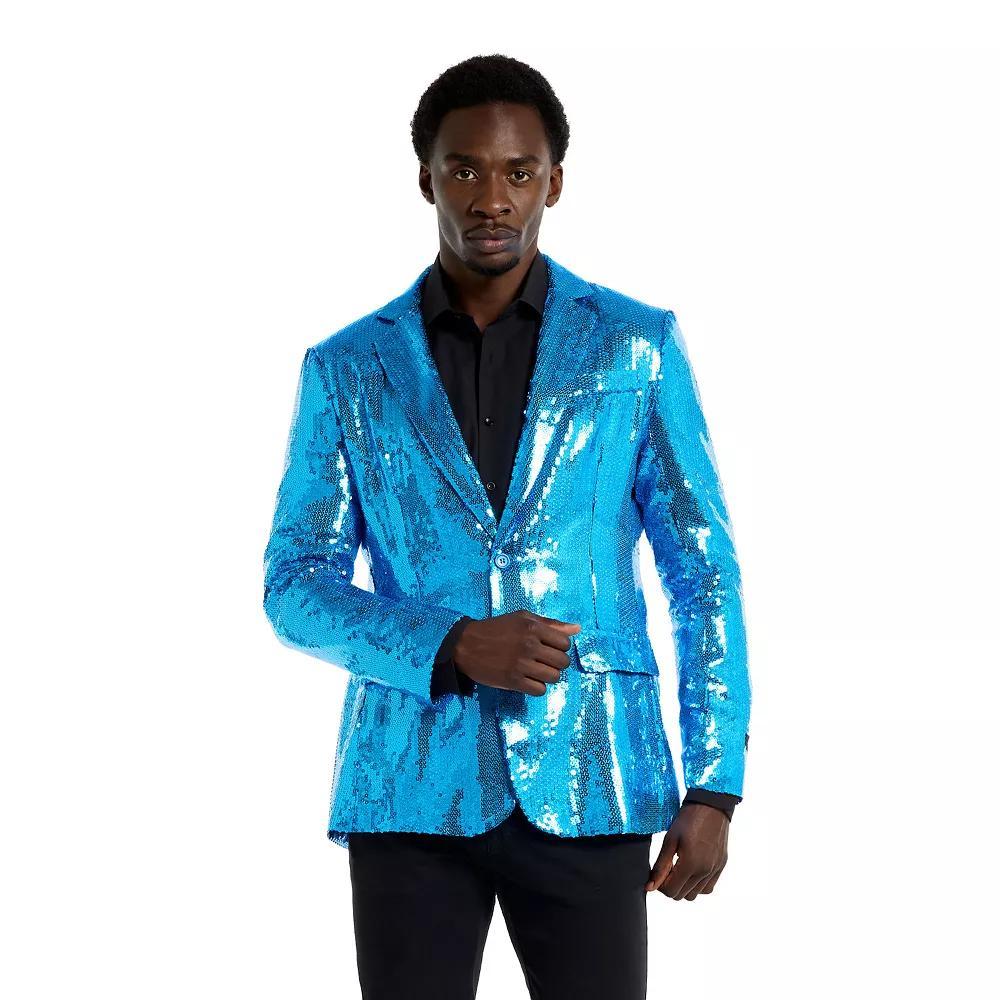Men's Suitmeister Christmas New Years Eve Party Blazer, Size: Small, Sequins Blue Product Image