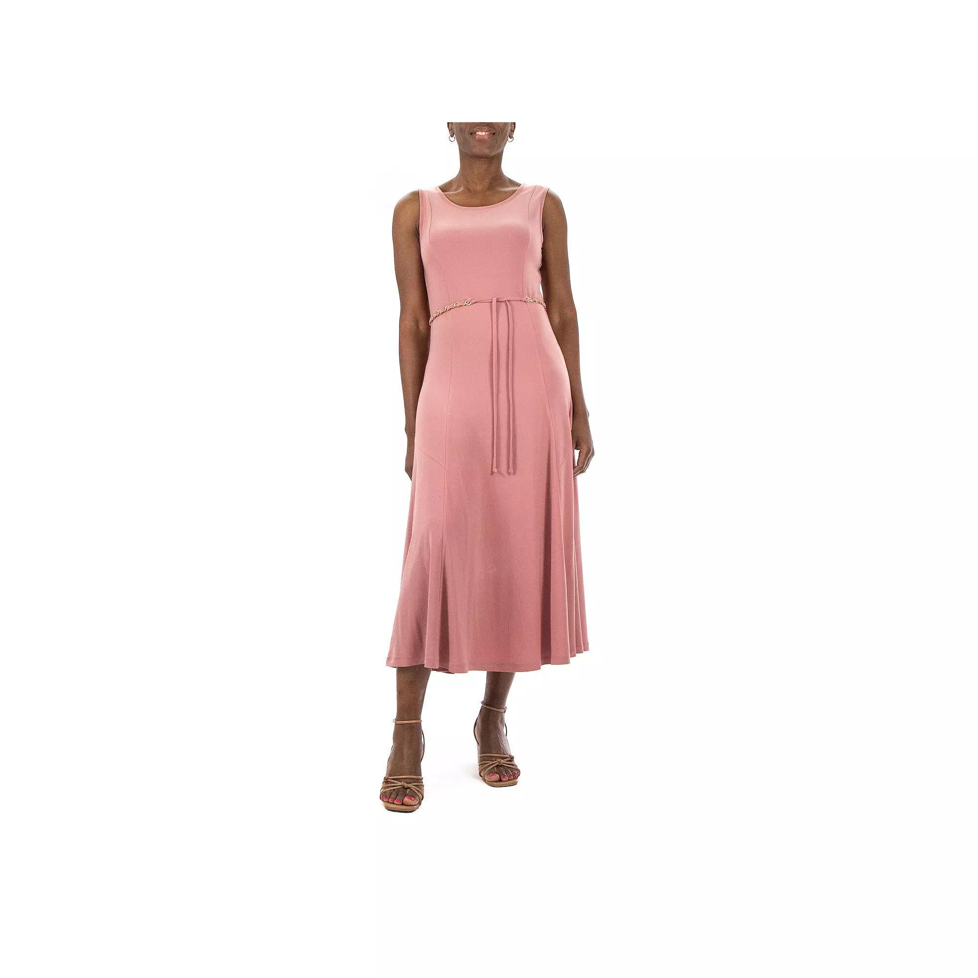 Women's Nina Leonard A-Line Midi Tank Top Dress, Size: Medium, Dusty Pink Product Image