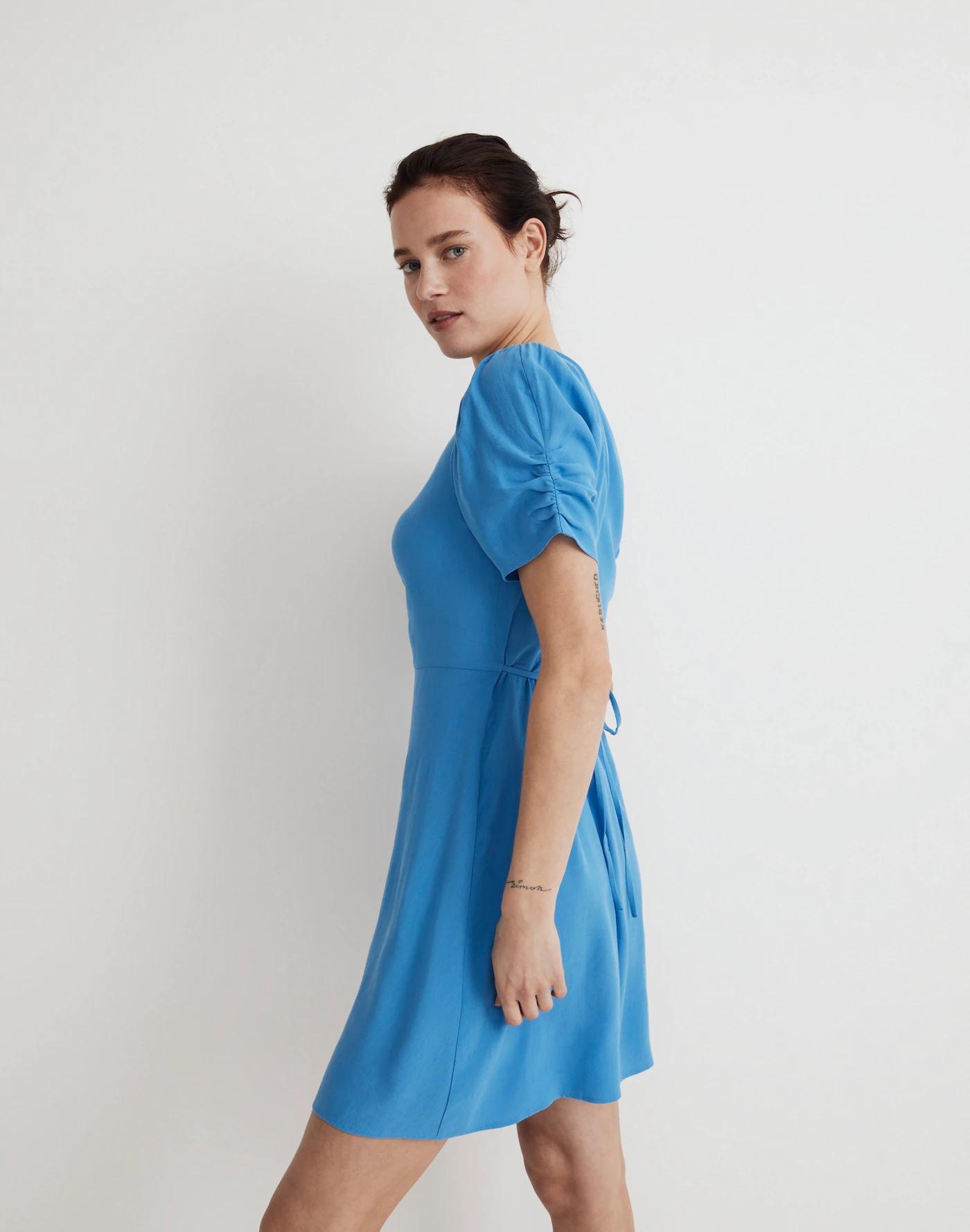 V-Neck Button-Front Mini Dress Product Image