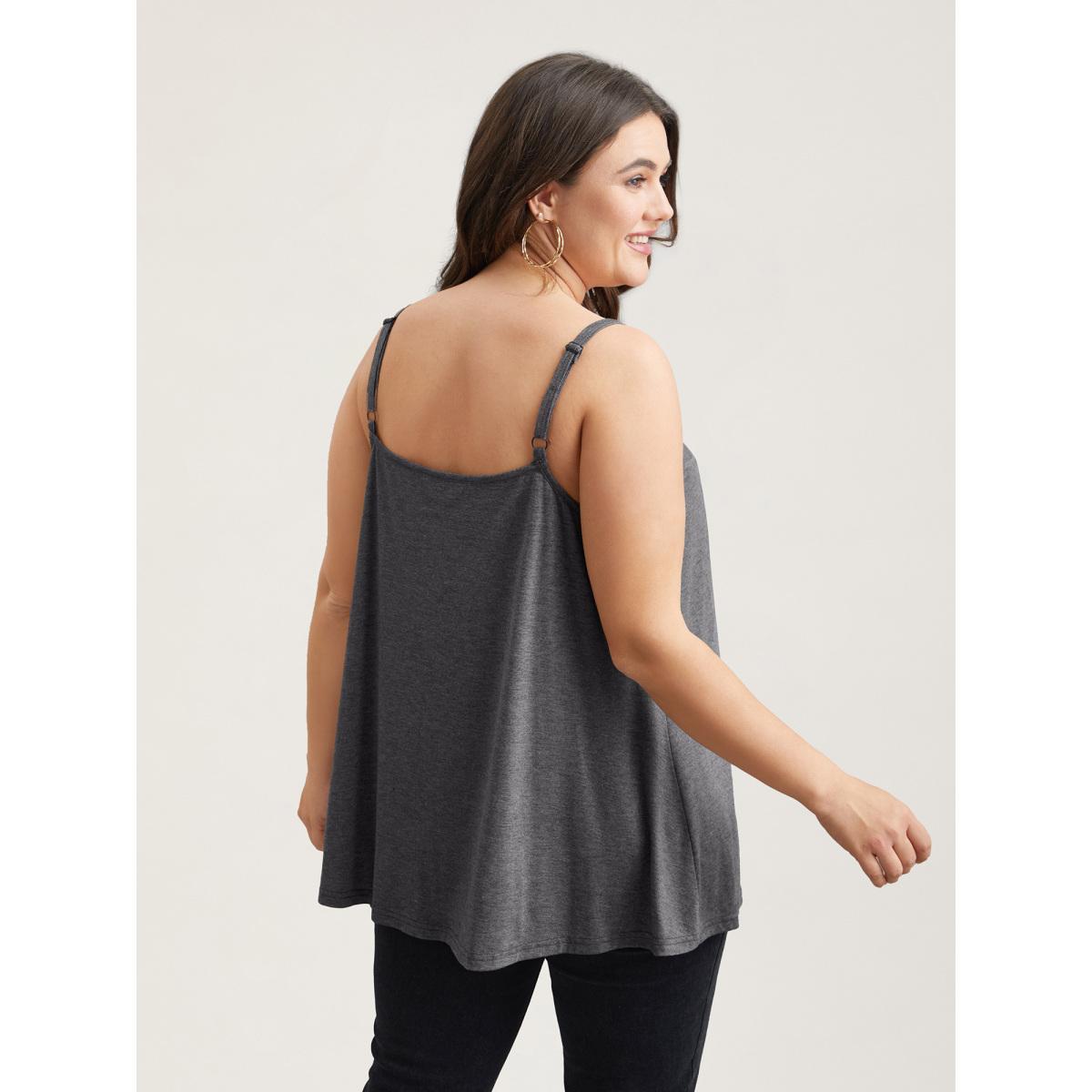 Plus Size Seamed Button Detail Pendulum Vest Women DimGray Casual Tucked seam Non Everyday Tank Tops Camis BloomChic 14-16/1X Product Image