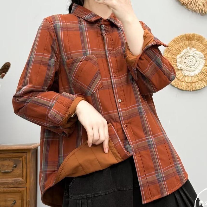 Long-Sleeve Plaid Shirt Product Image
