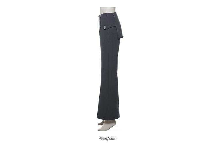 High Waist Plain Mock Two Piece Flared Suit Pants Product Image
