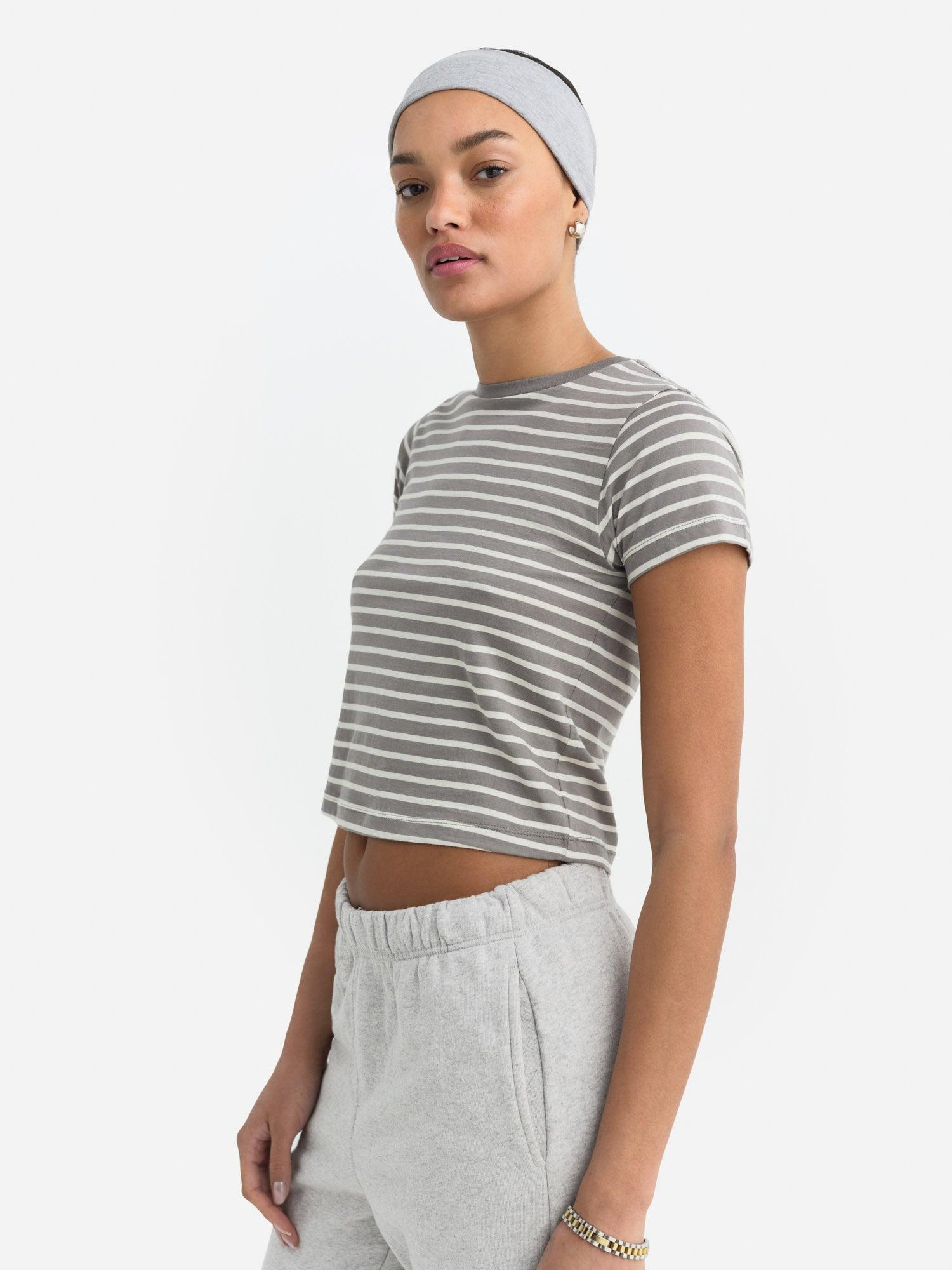 Organic Cotton Striped Shrunken Tee Female Product Image