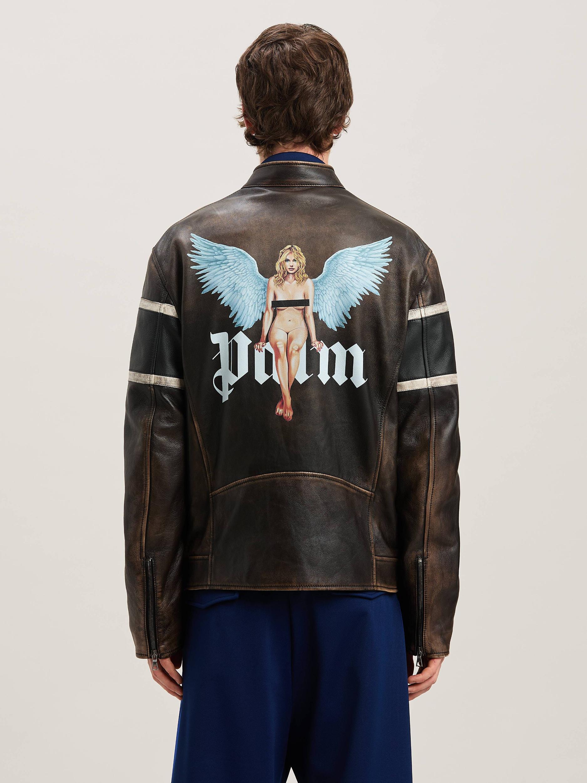 CRYSTAL PIN UP LEATHER BIKER BROWN - OFF Product Image