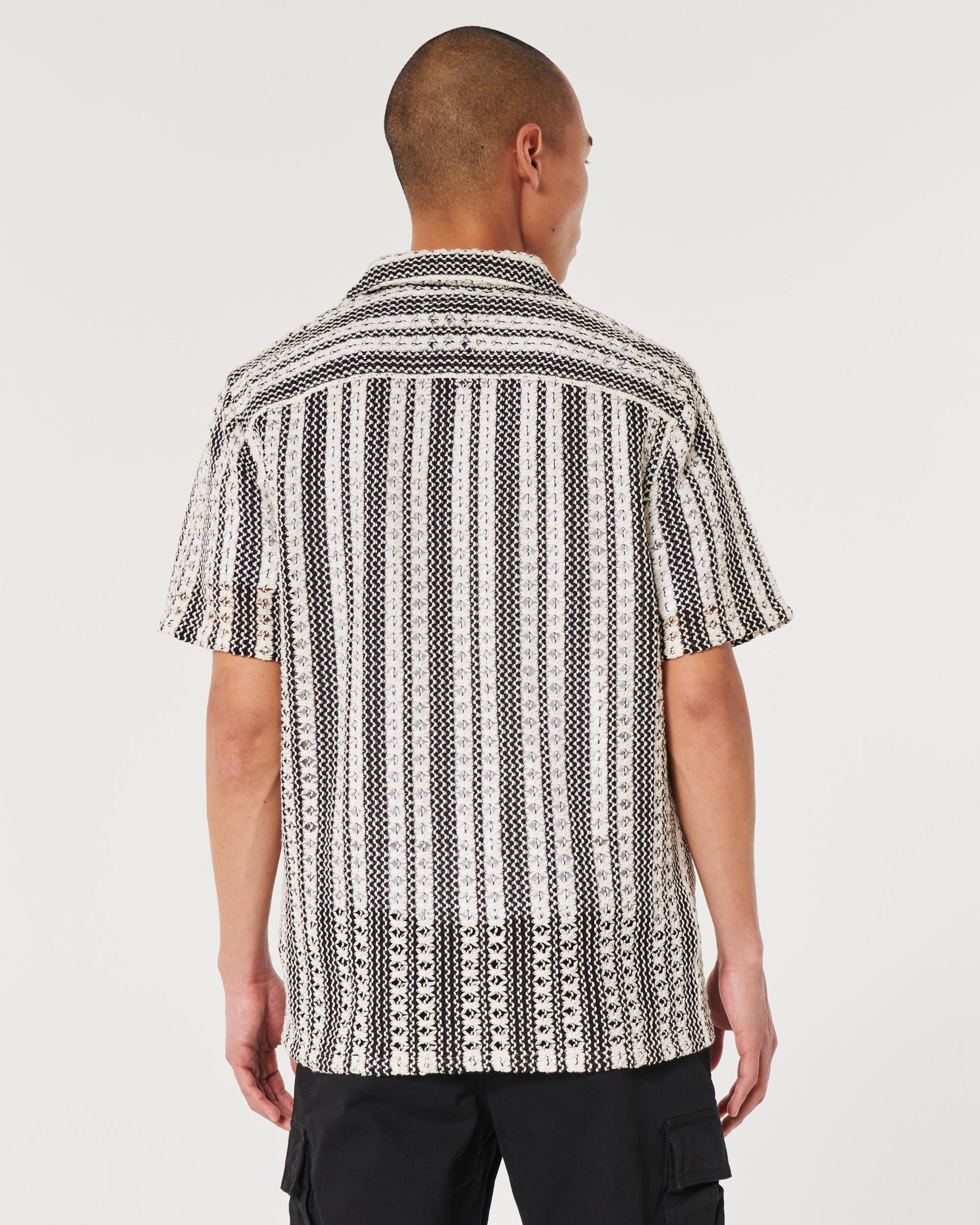 Short-Sleeve Crochet-Style Shirt Product Image