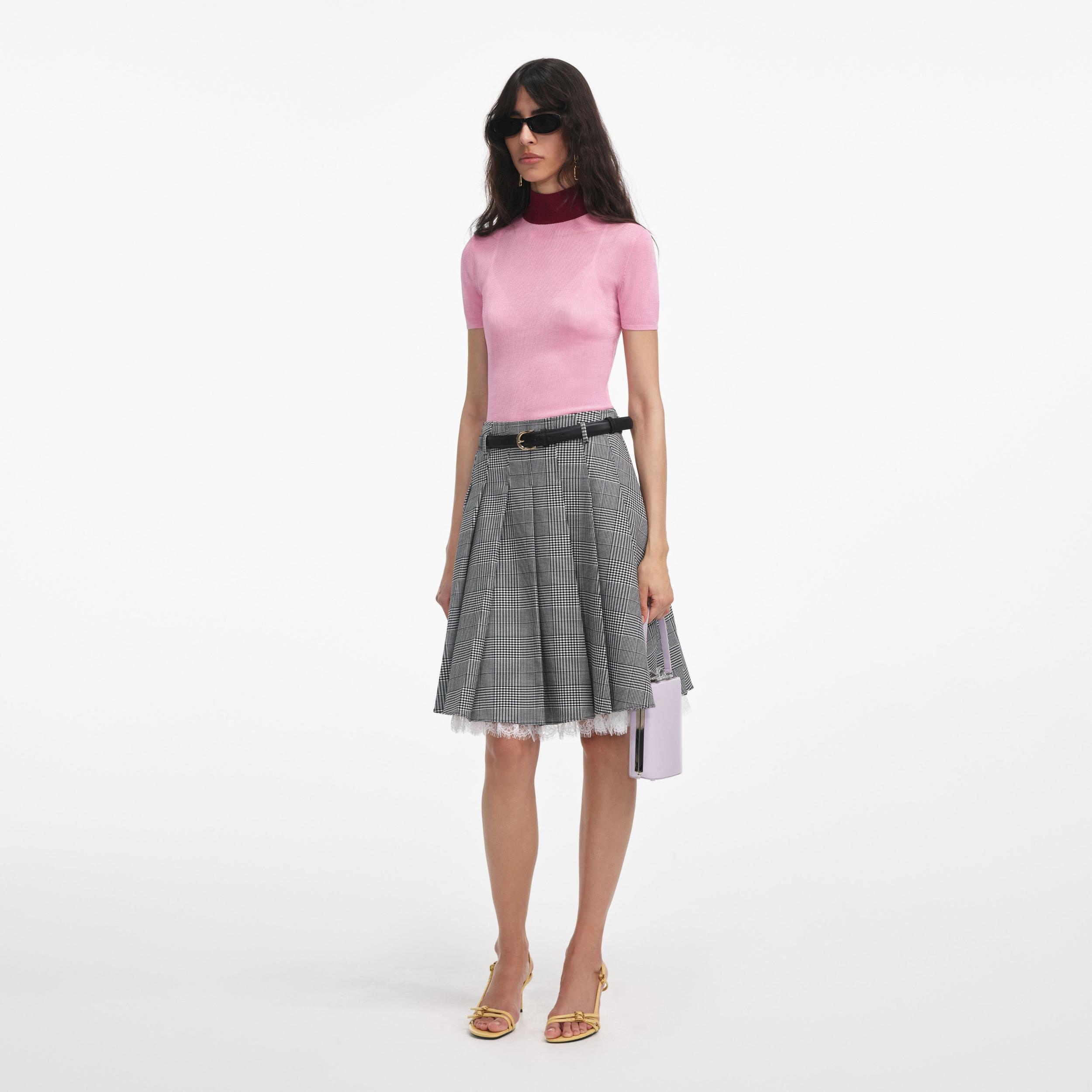 Pink Viscose Knit Short Sleeve Top Product Image